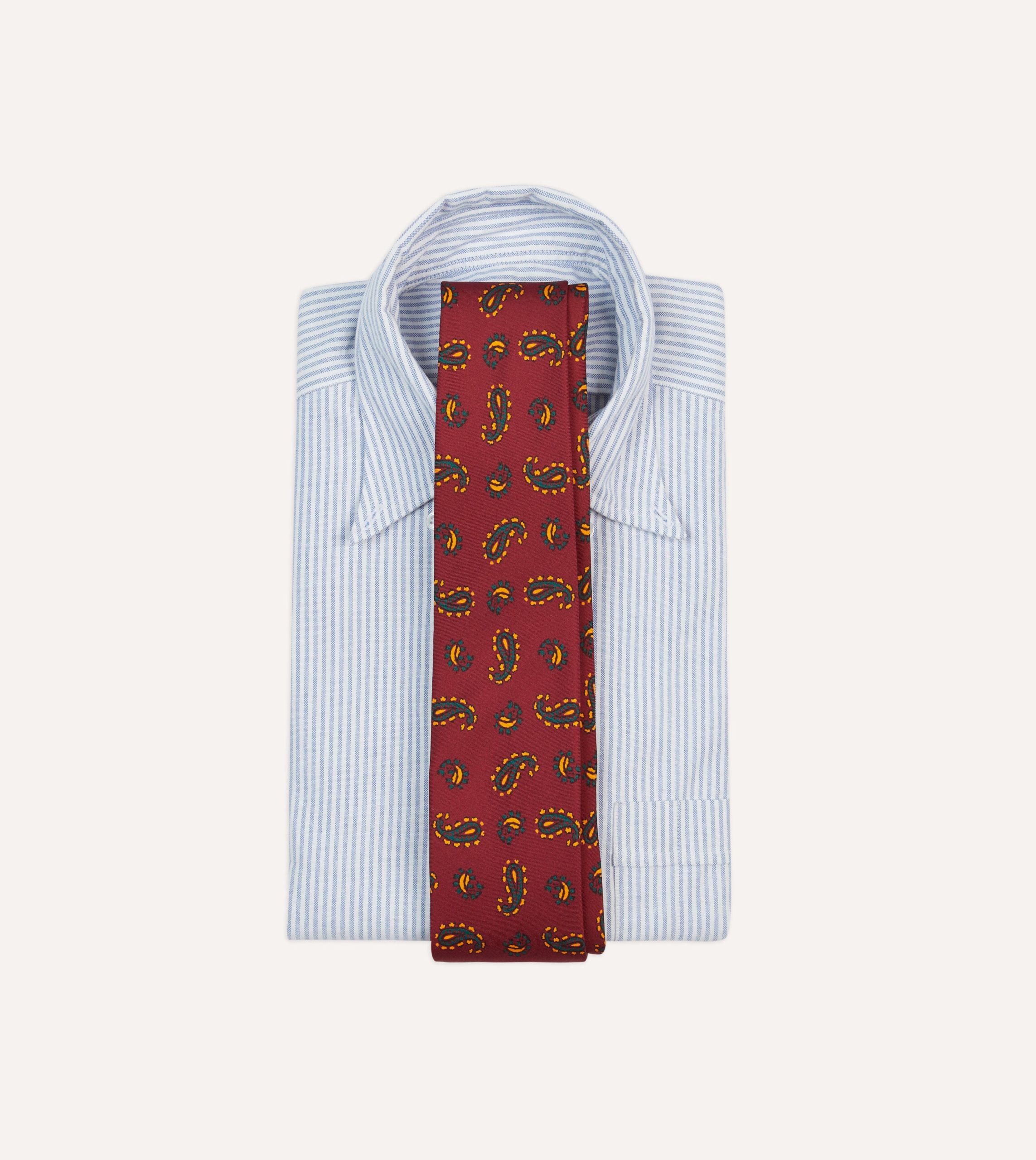 Red Paisley Print Silk Self Tipped Tie - Image 2