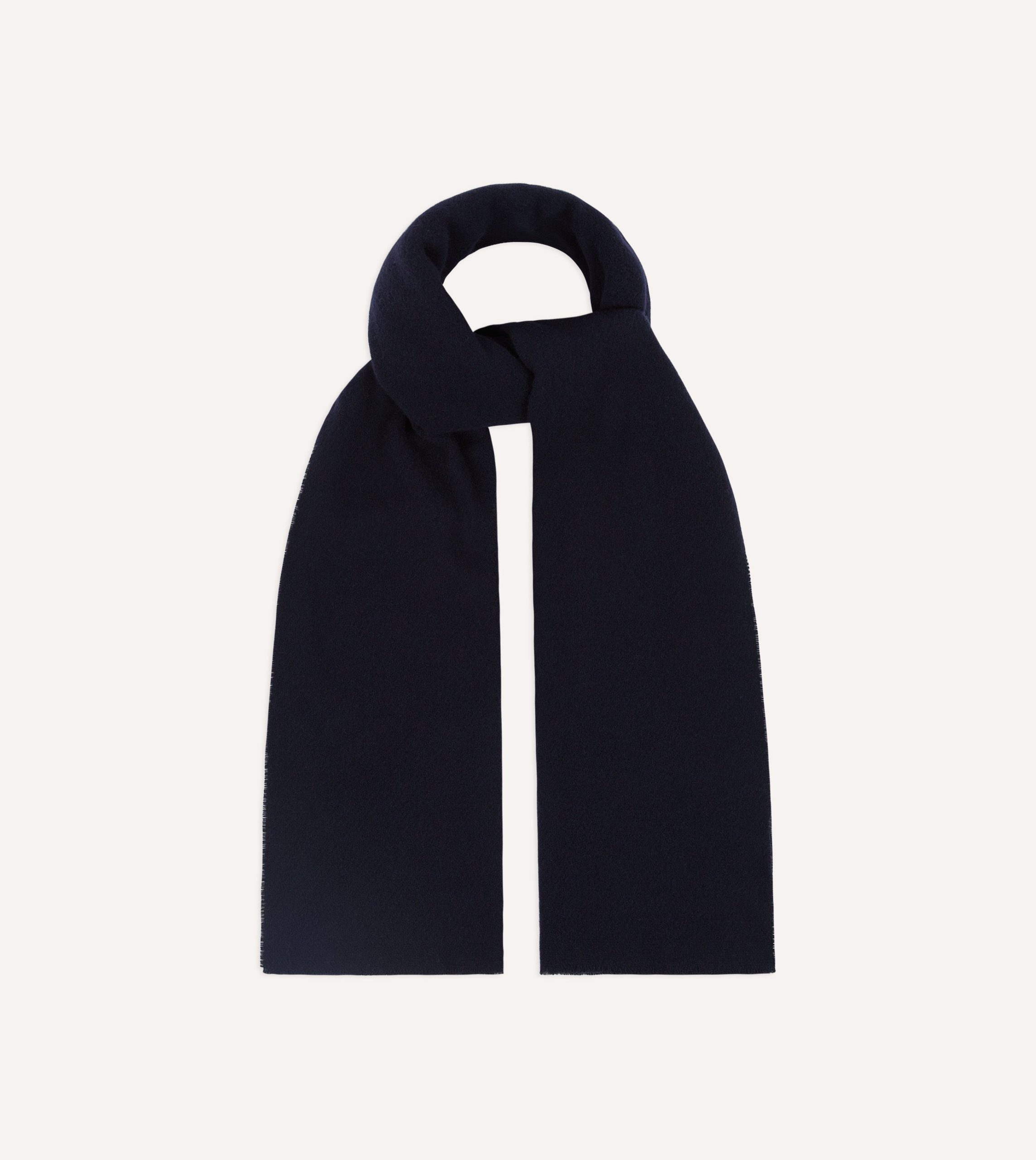 Navy Solid Wool Scarf - Image 4