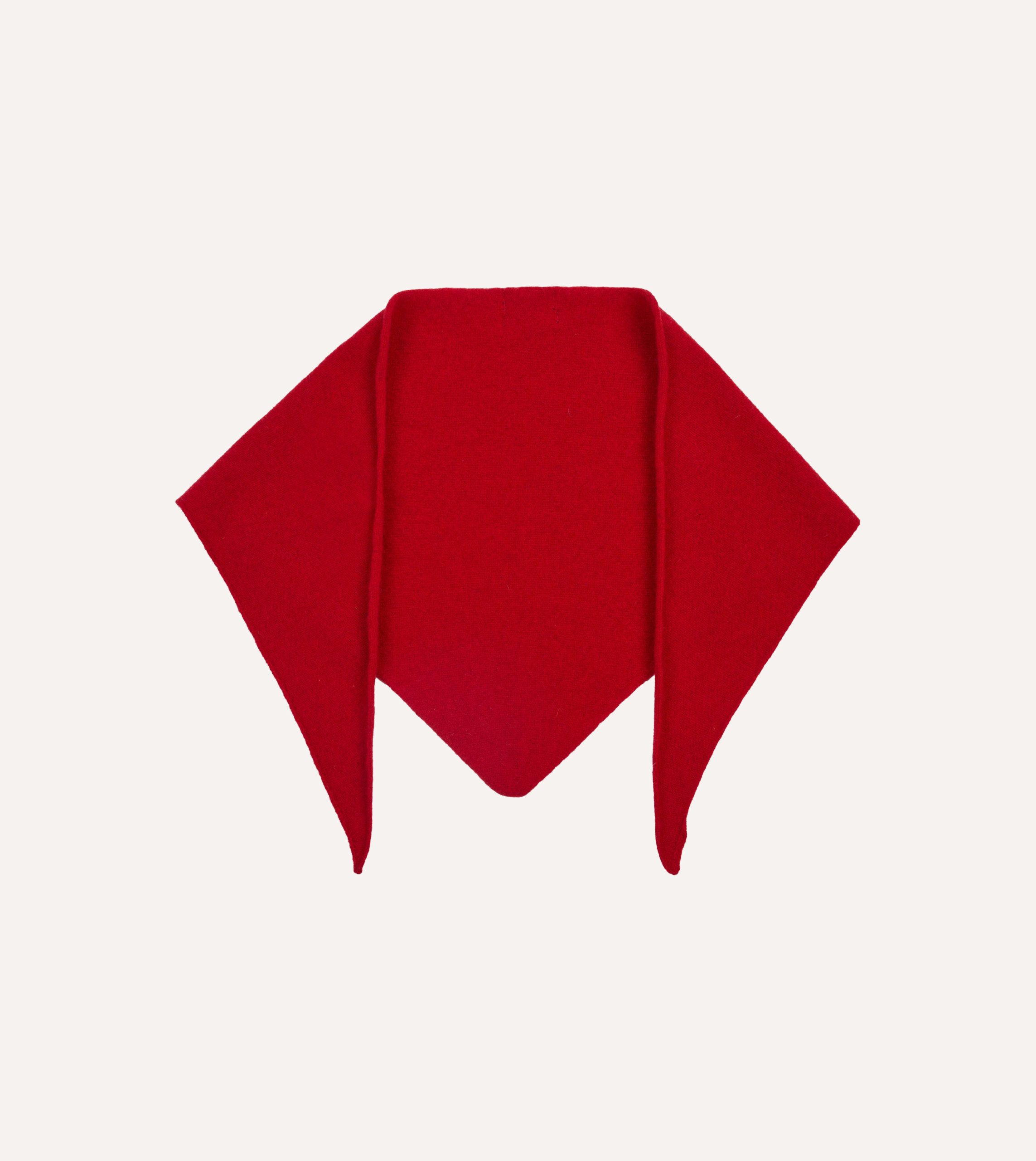 Red Lambswool Triangle Neck Scarf - Image 4
