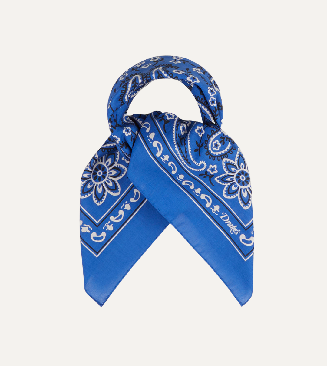 Blue Paisley Print Cotton Bandana - Image 3