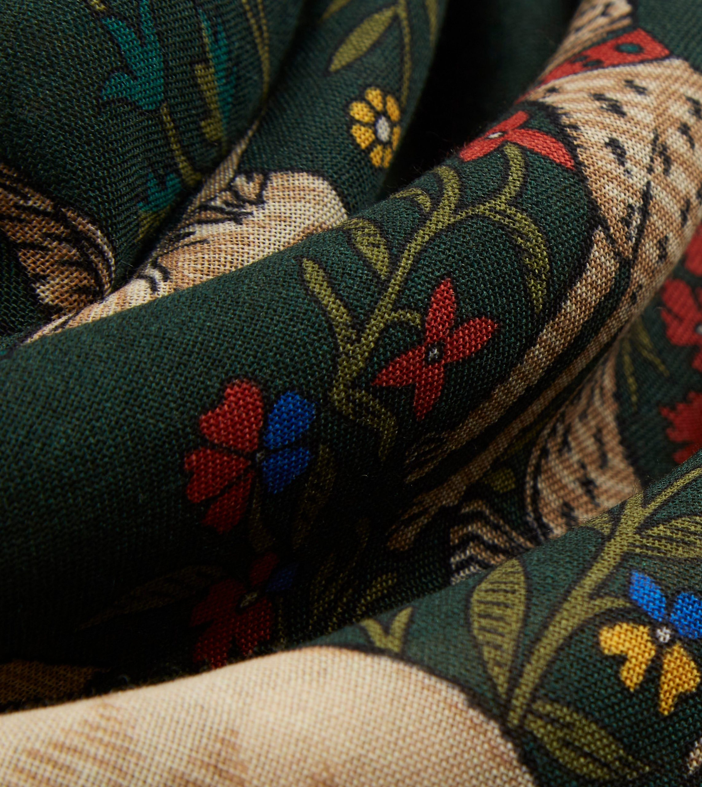 Green Unicorn Print Wool-Silk Square Scarf - Image 2