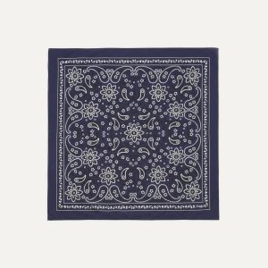 Navy Paisley Print Cotton Bandana