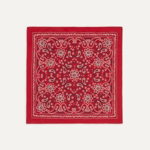 Red Paisley Print Cotton Bandana