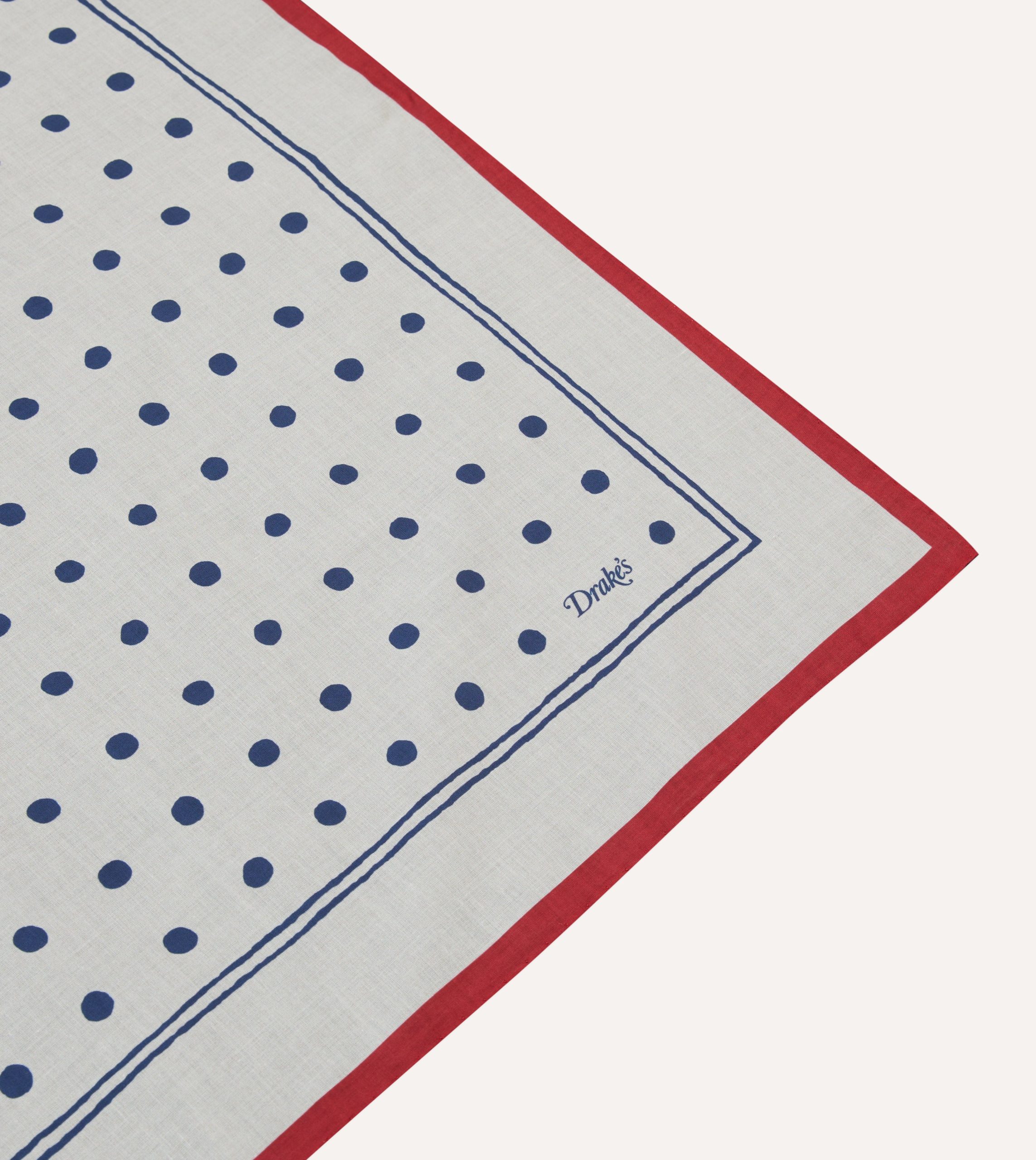 White and Navy Polka Dot Print Bandana - Image 3