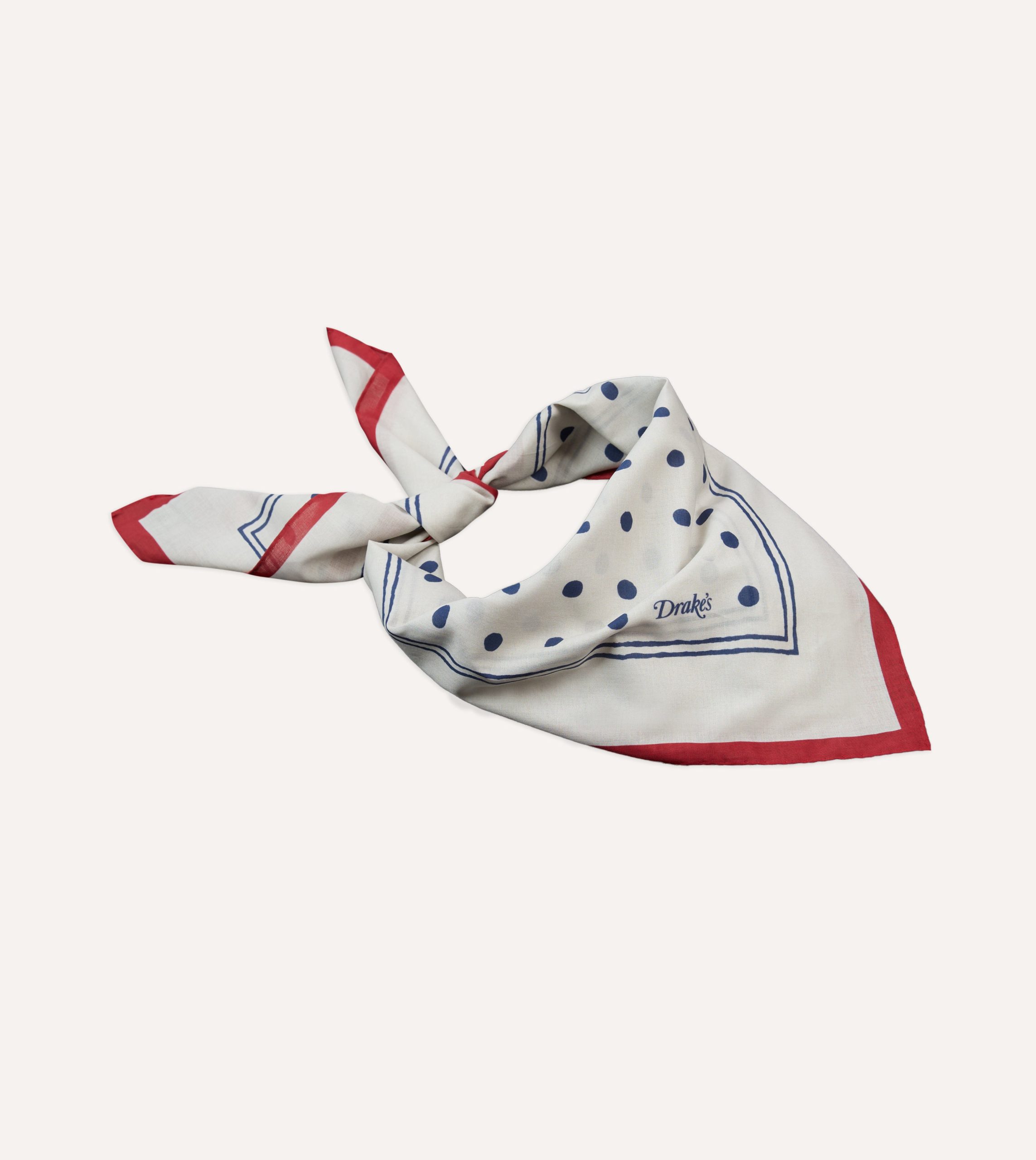 White and Navy Polka Dot Print Bandana - Image 4
