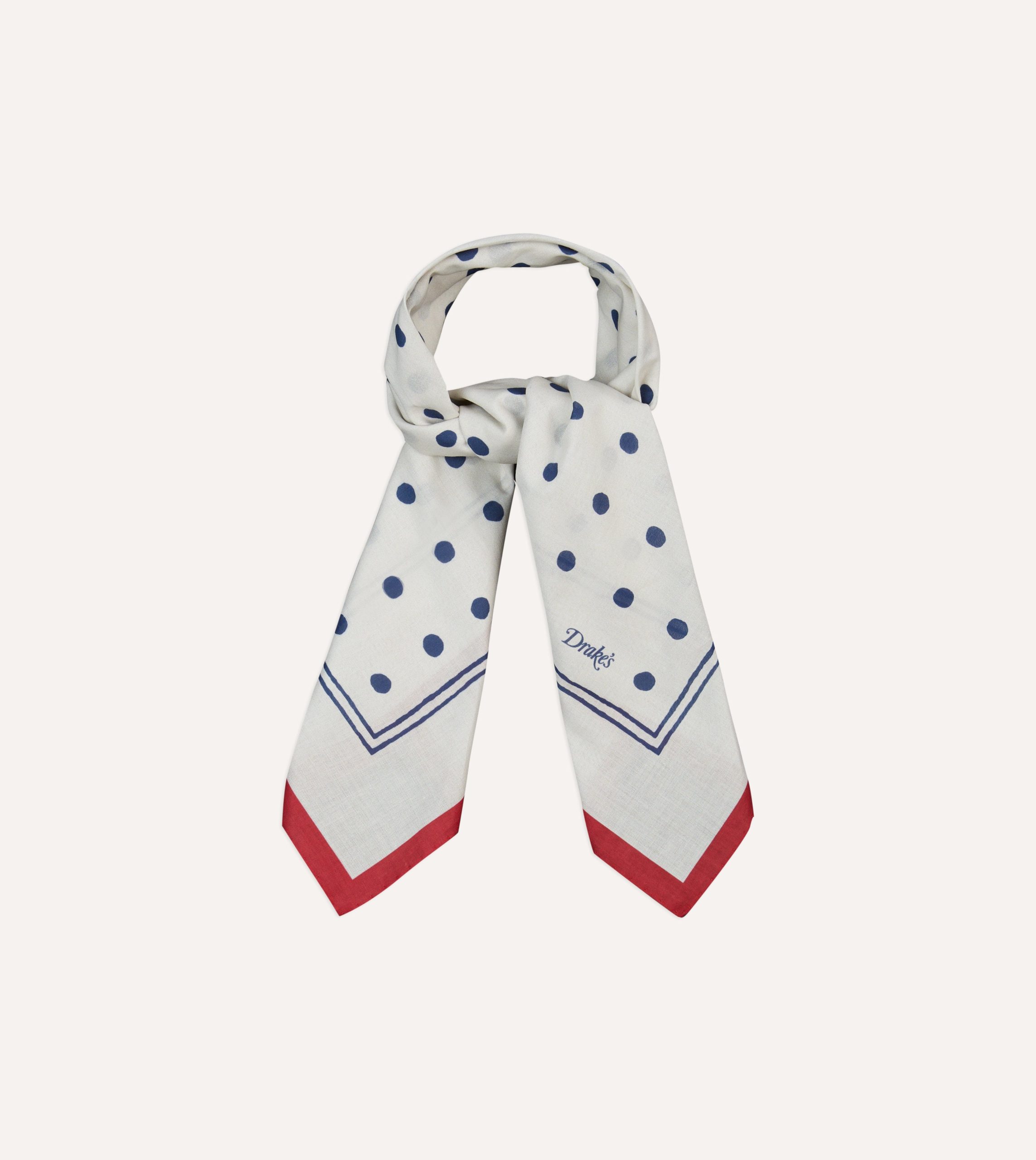 White and Navy Polka Dot Print Bandana - Image 5