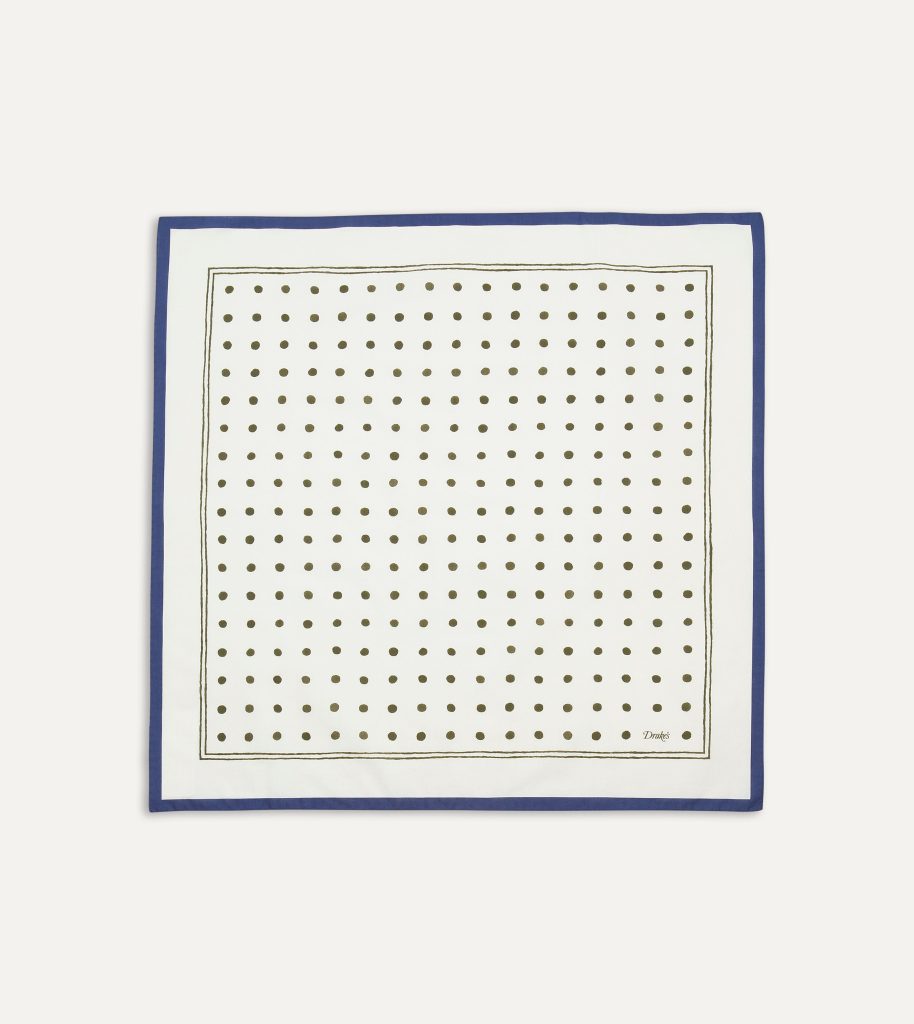 White and Green Polka Dot Print Bandana