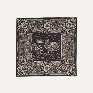 Navy Cockerel Print Silk-Cotton Bandana