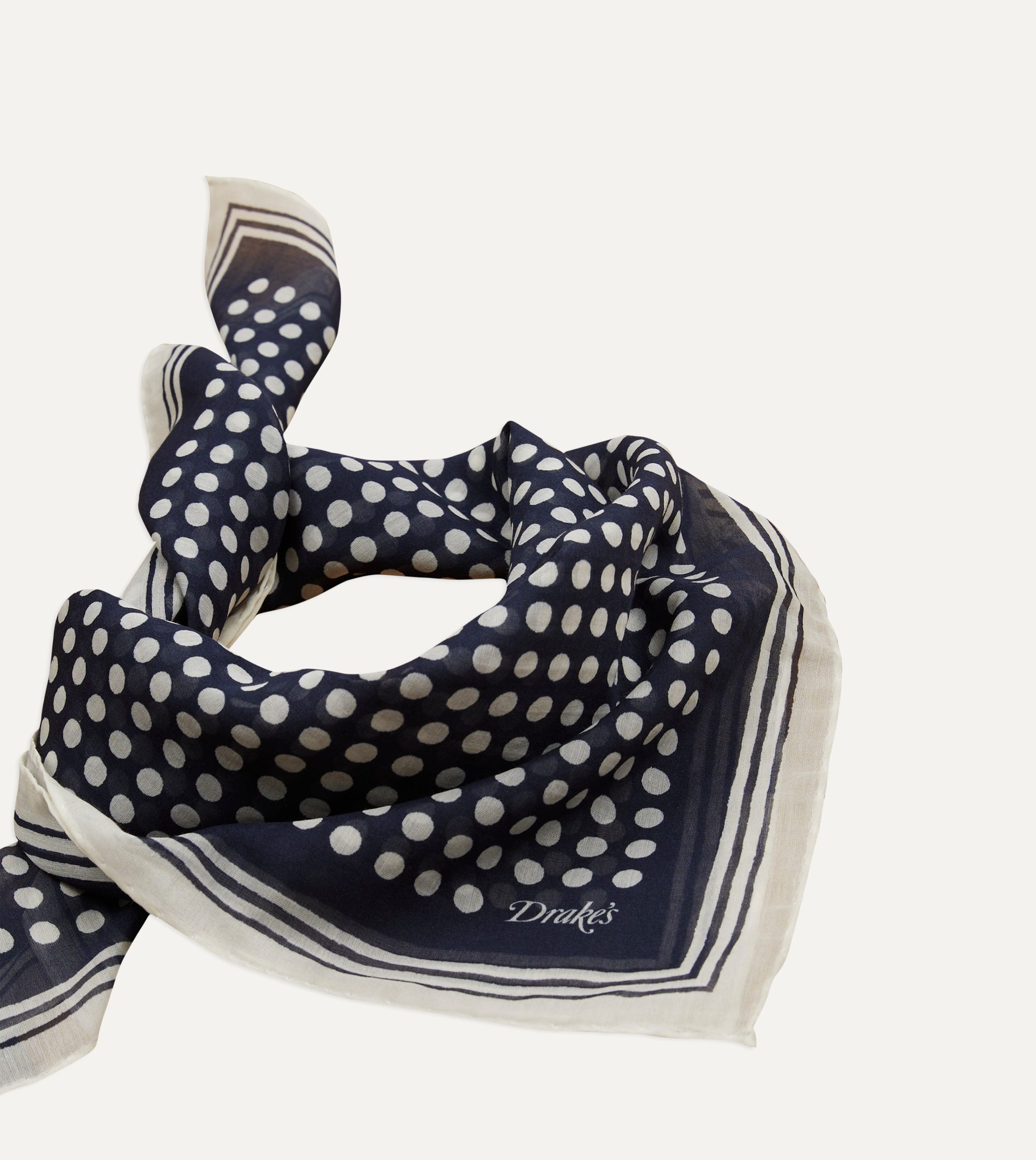 Navy Spots Print Silk-Cotton Bandana - Image 4