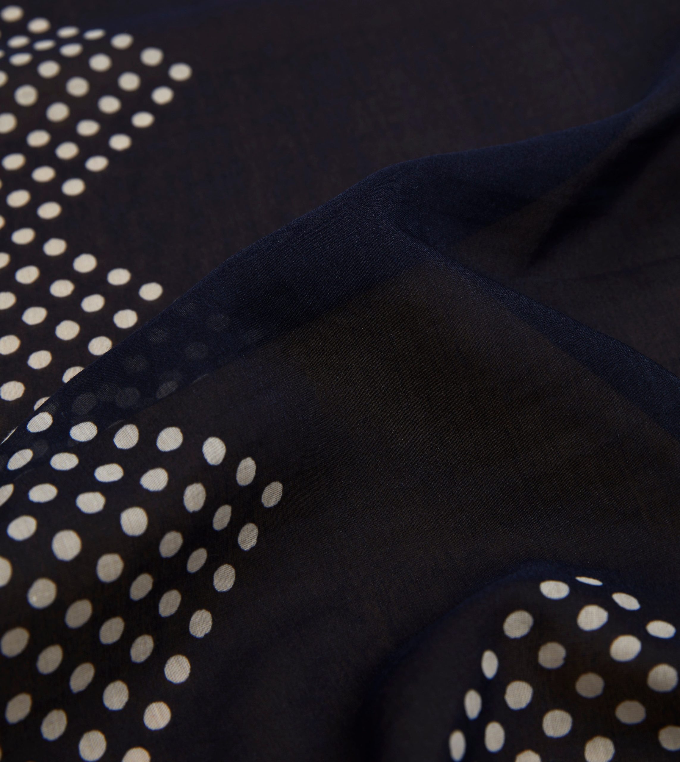 Navy Spots Border Print Silk-Cotton Bandana - Image 2