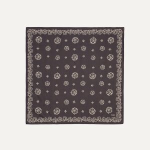 Navy Flower Print Silk-Cotton Bandana