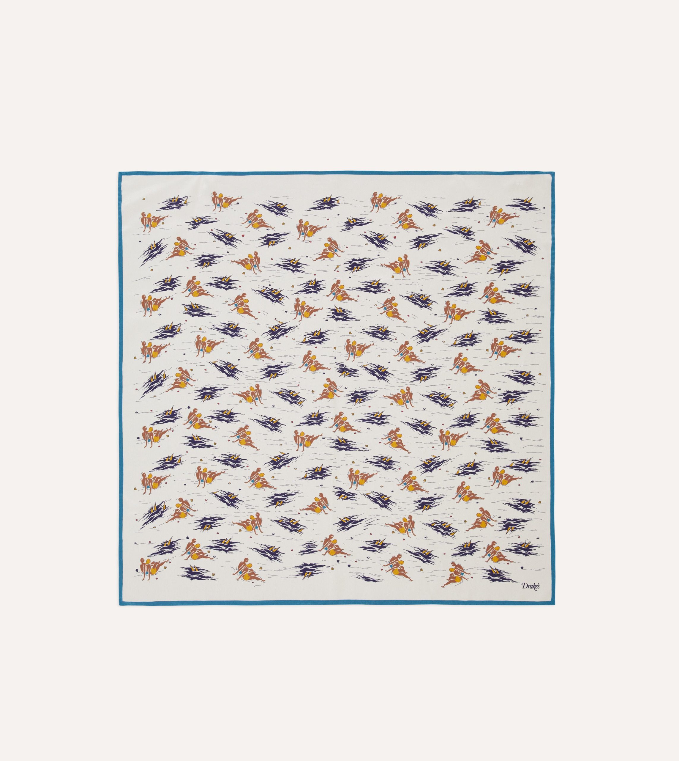 Ecru Bathers Print Silk Bandana