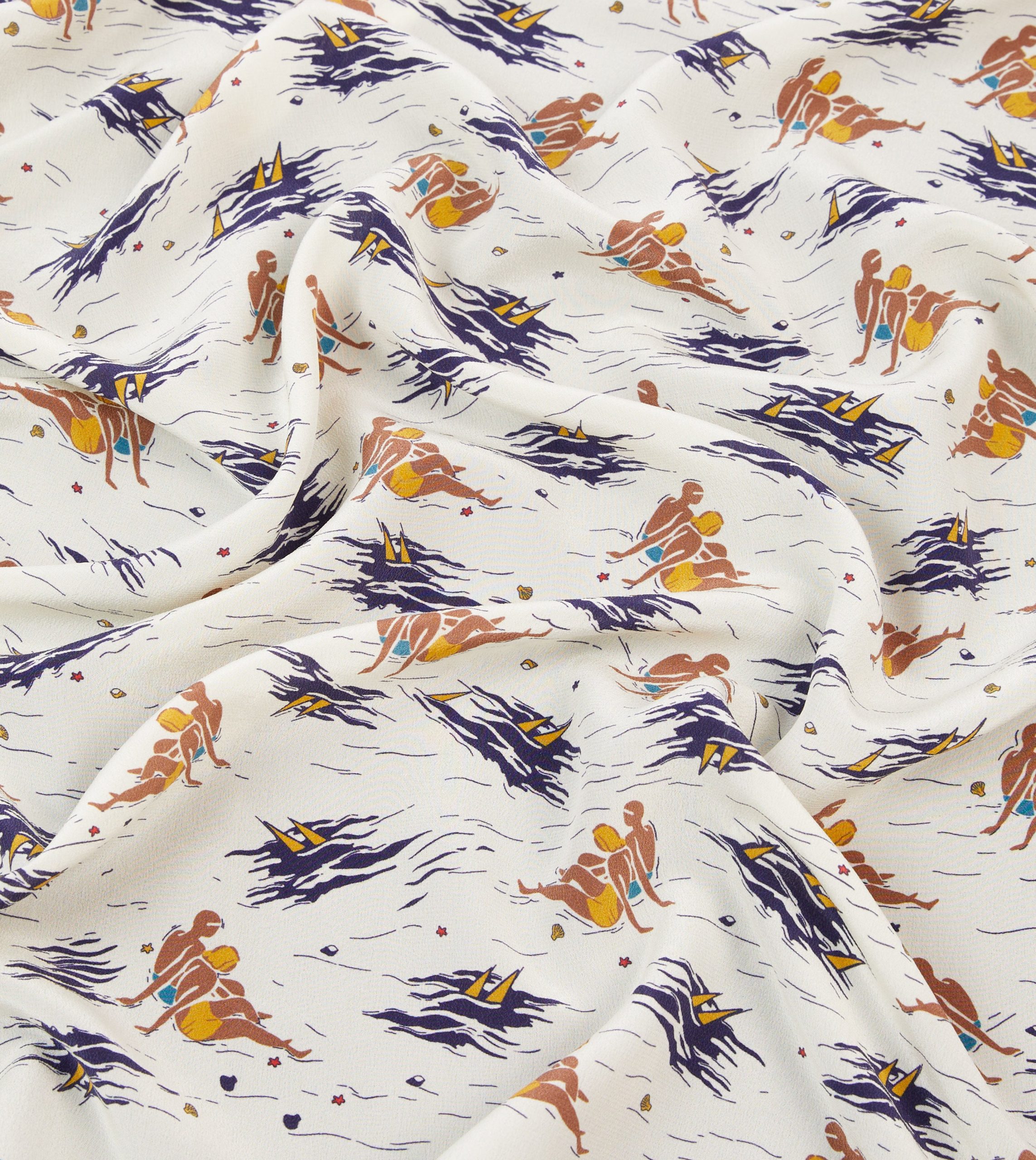 Ecru Bathers Print Silk Bandana - Image 2