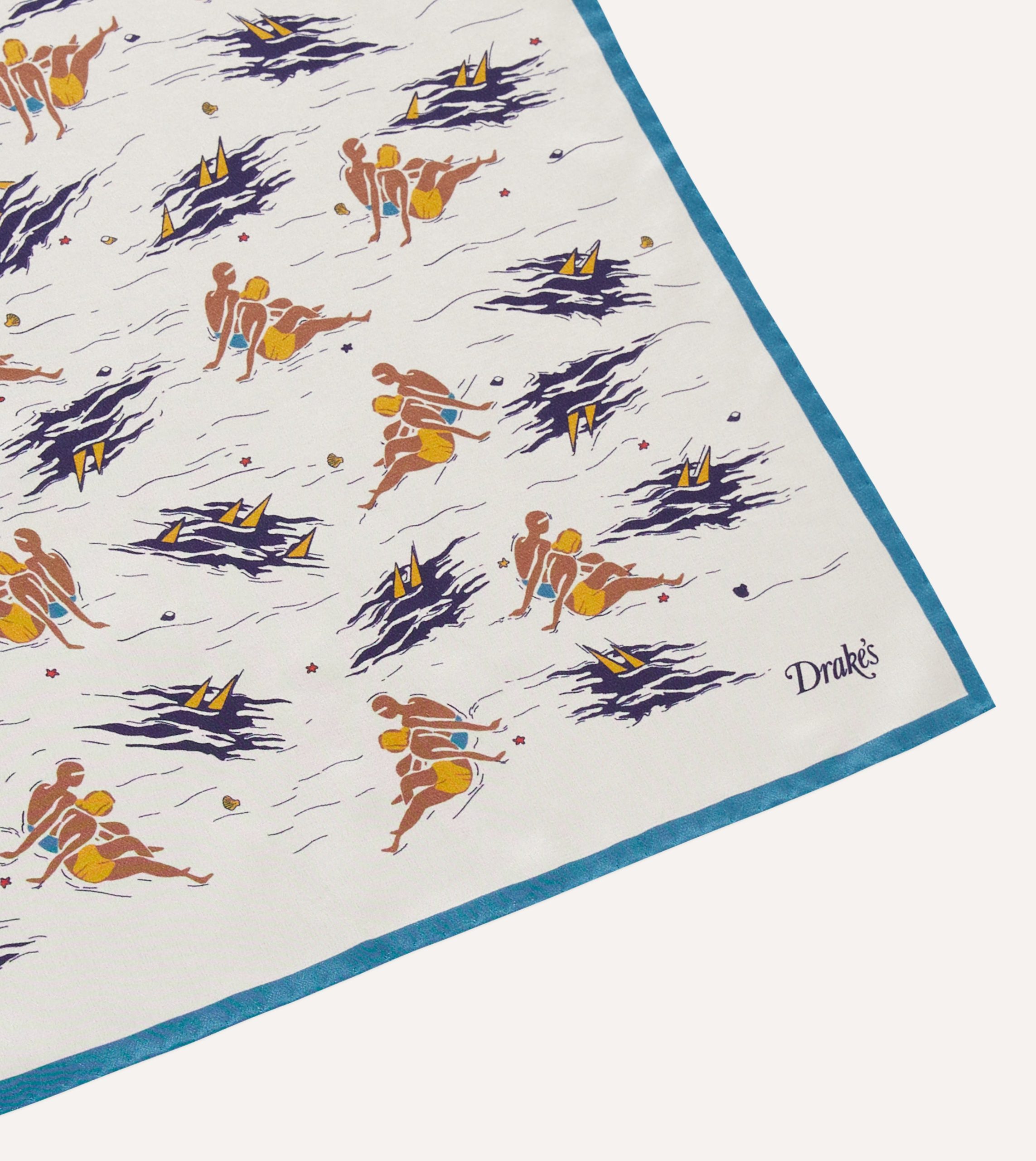 Ecru Bathers Print Silk Bandana - Image 3