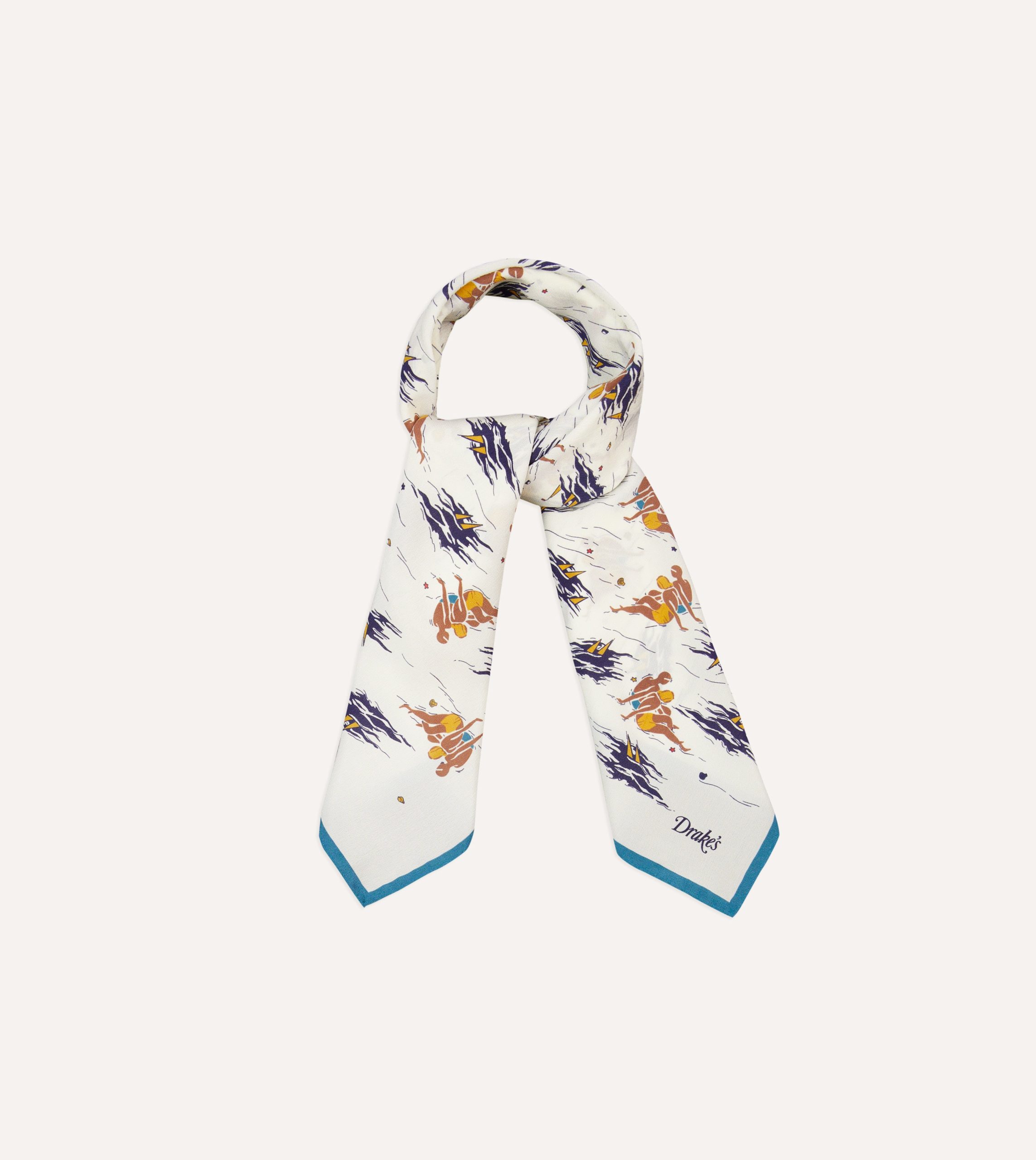 Ecru Bathers Print Silk Bandana - Image 5