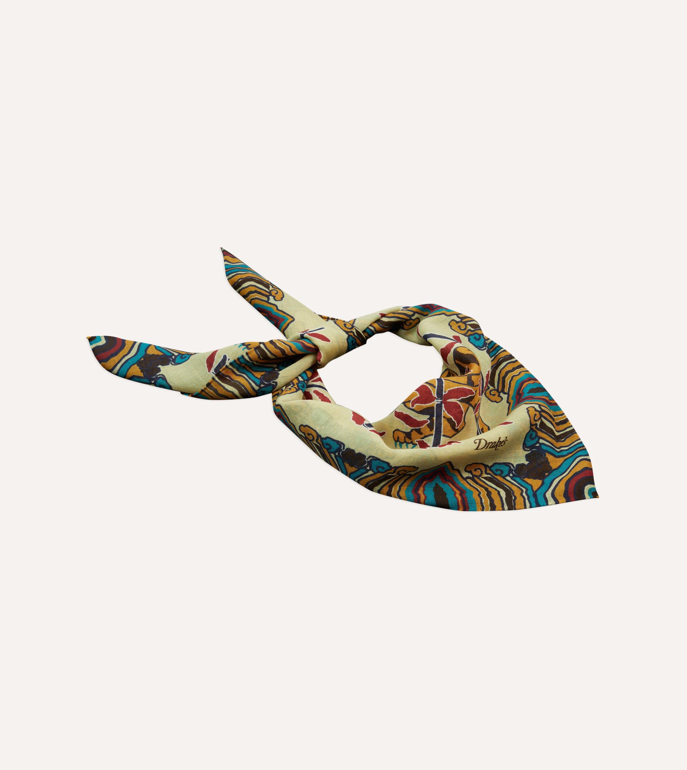 Ecru Tigers Print Wool-Silk Bandana - Image 4