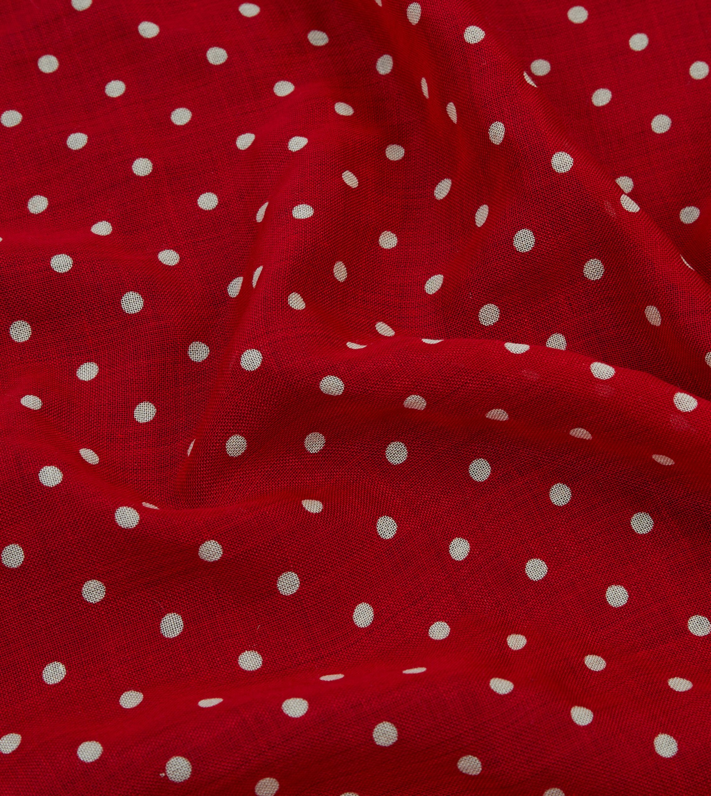 Red Spot Print Wool-Silk Pocket Square - Image 2