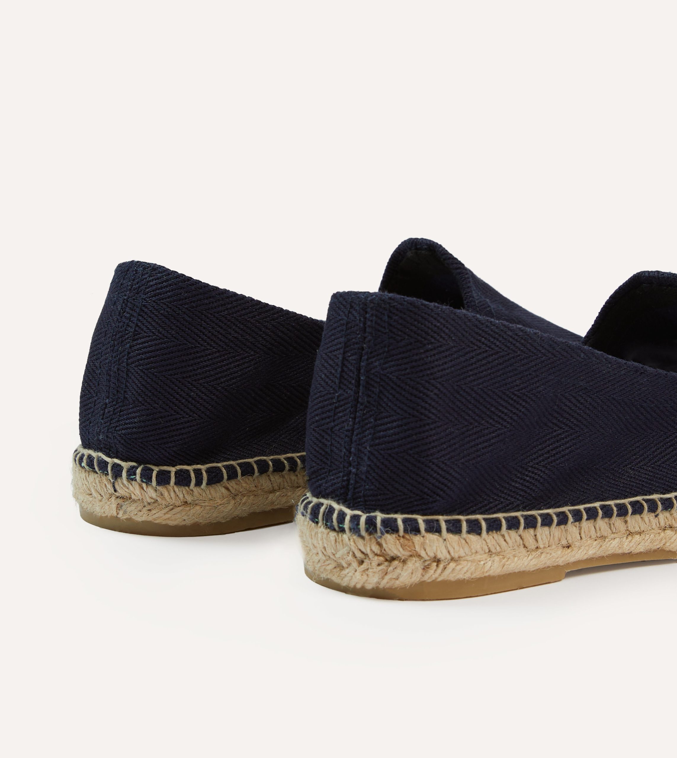 Navy Herringbone Cotton Espadrilles - Image 5