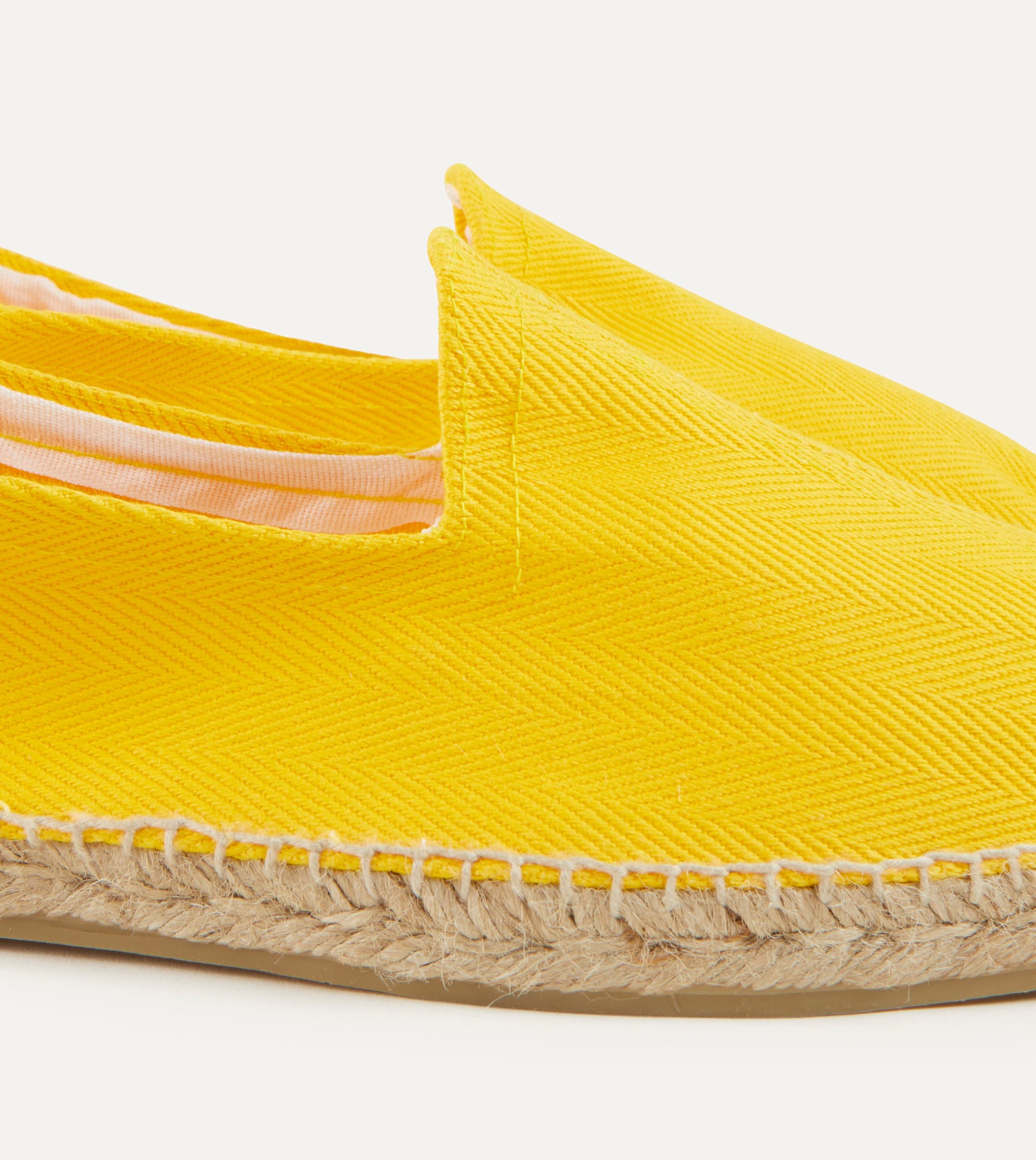 Yellow Herringbone Cotton Espadrilles - Image 5