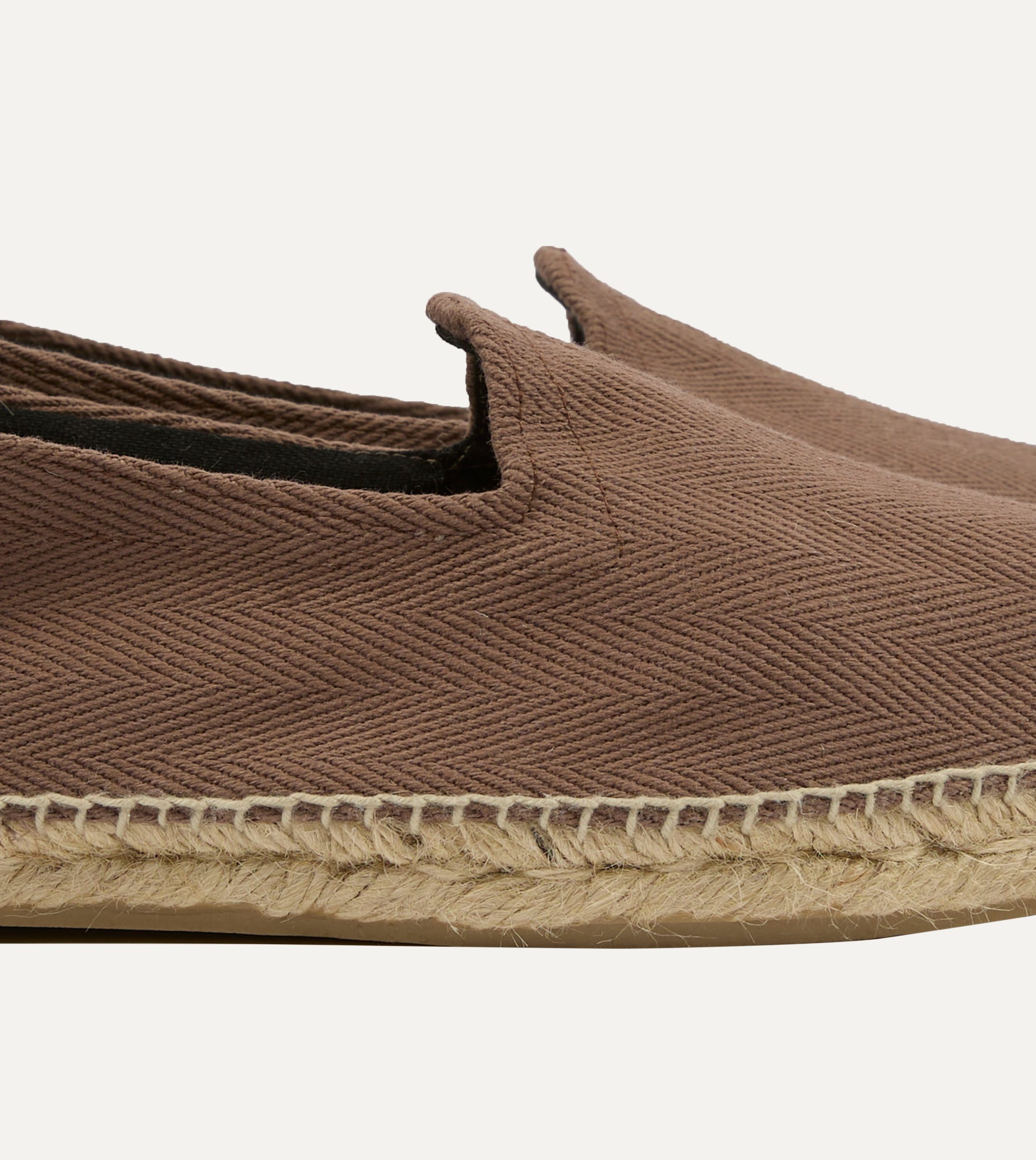 Taupe Herringbone Cotton Espadrilles - Image 3