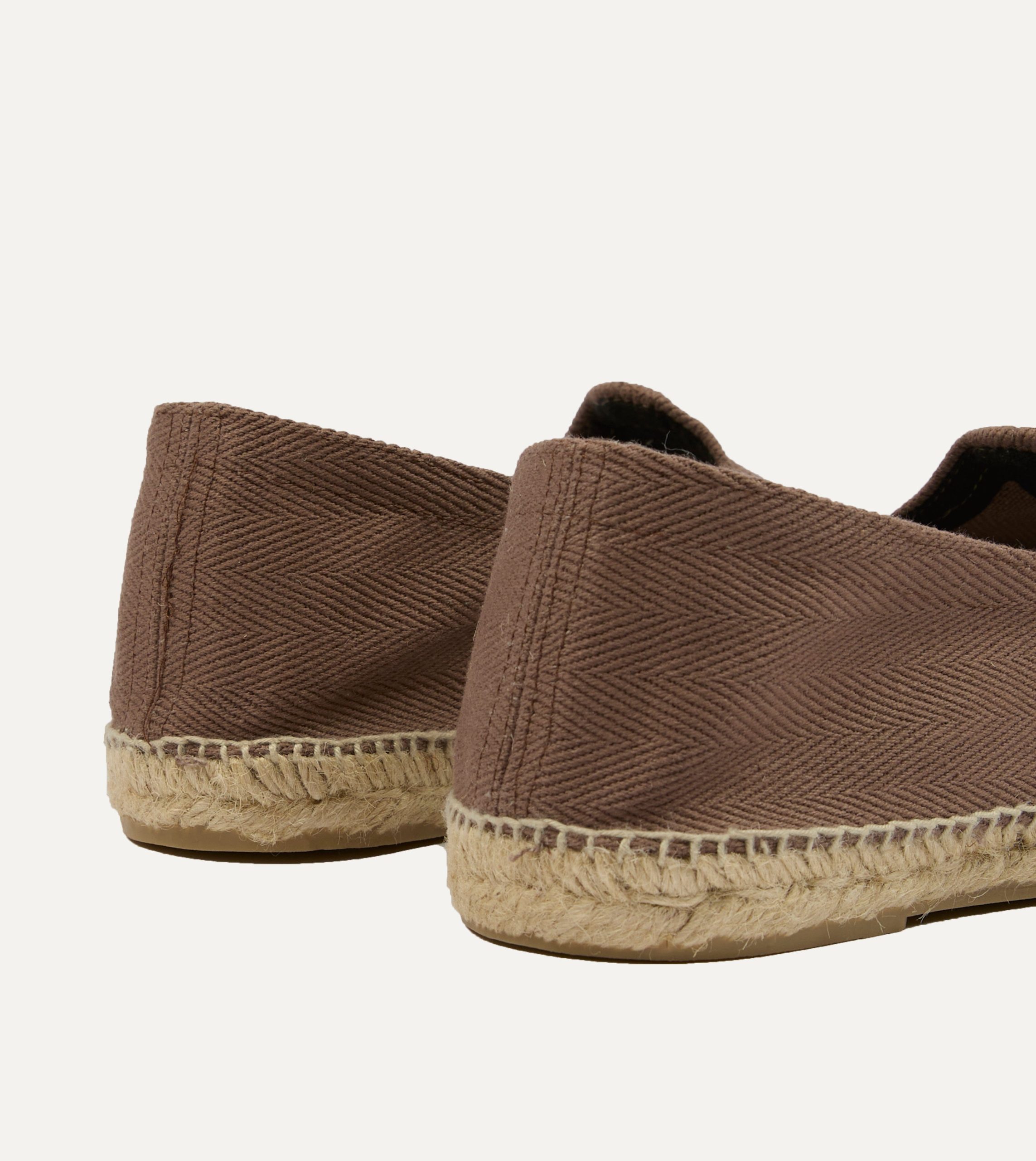 Taupe Herringbone Cotton Espadrilles - Image 5