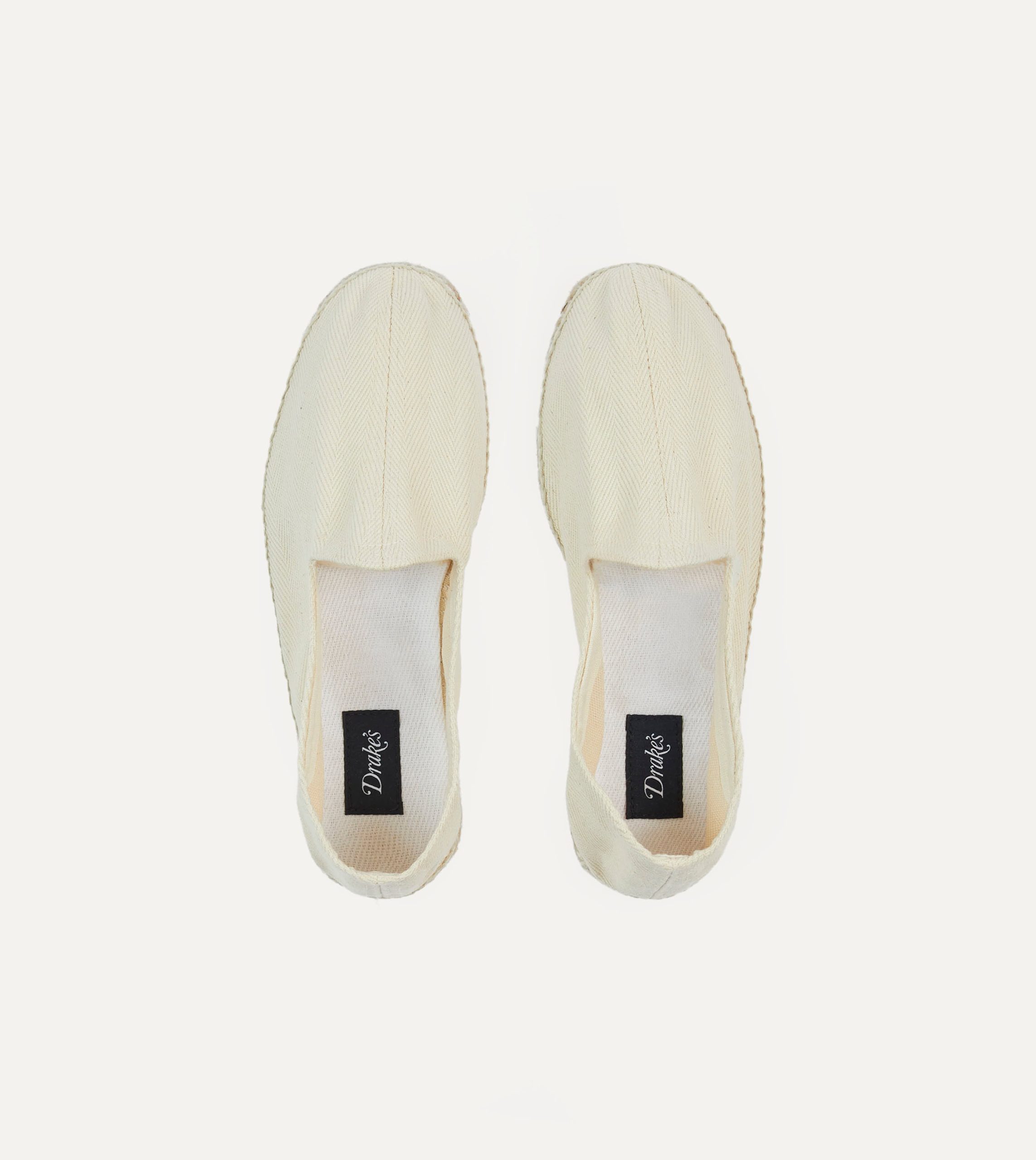 Ecru Herringbone Cotton Espadrilles - Image 4