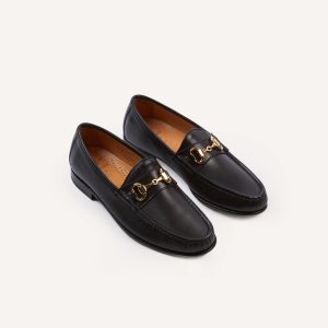 Yuketen Moc Ischia Black Leather Bit Loafer