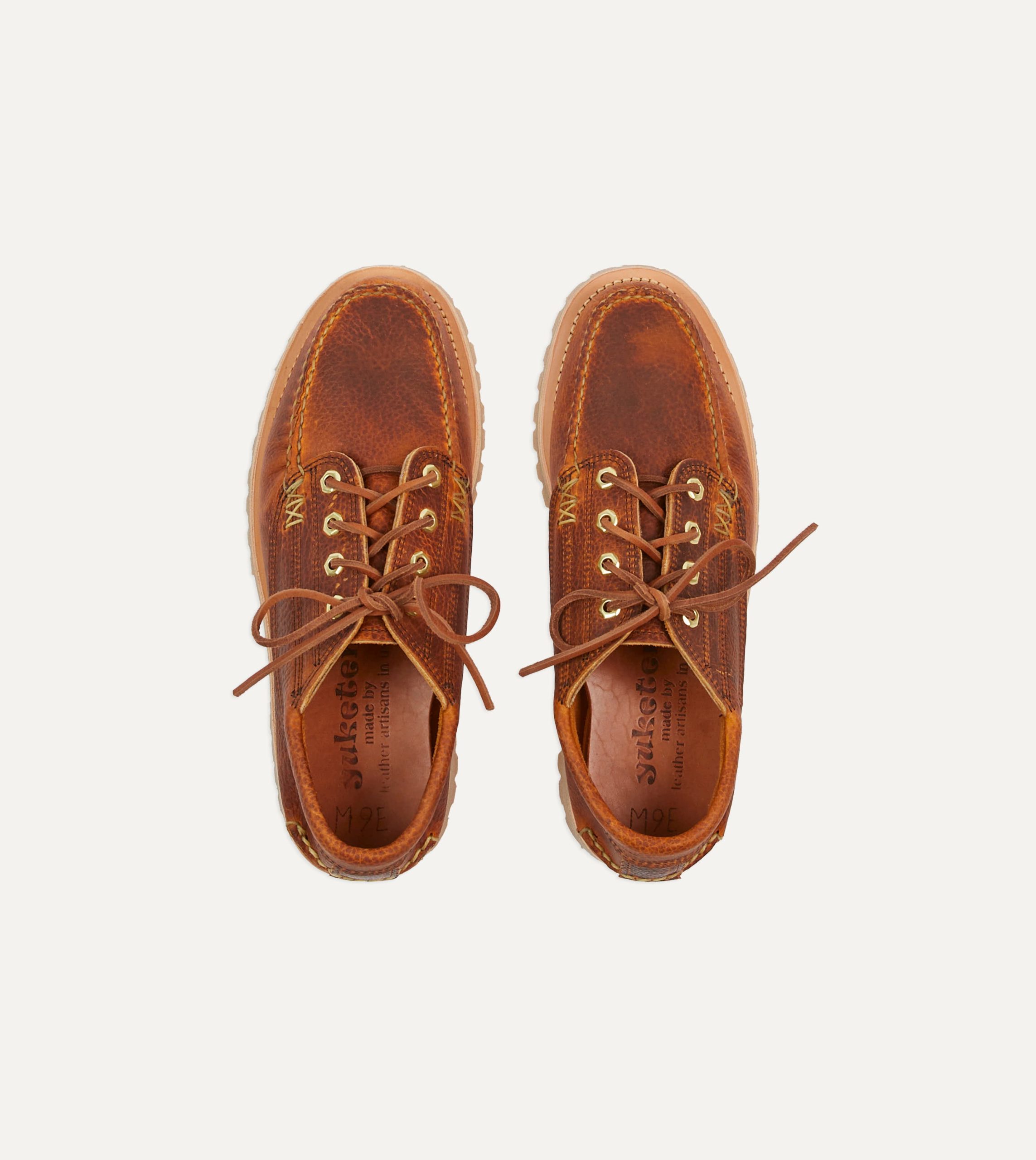 Yuketen Brown Leather Angler Moc Shoe - Image 4