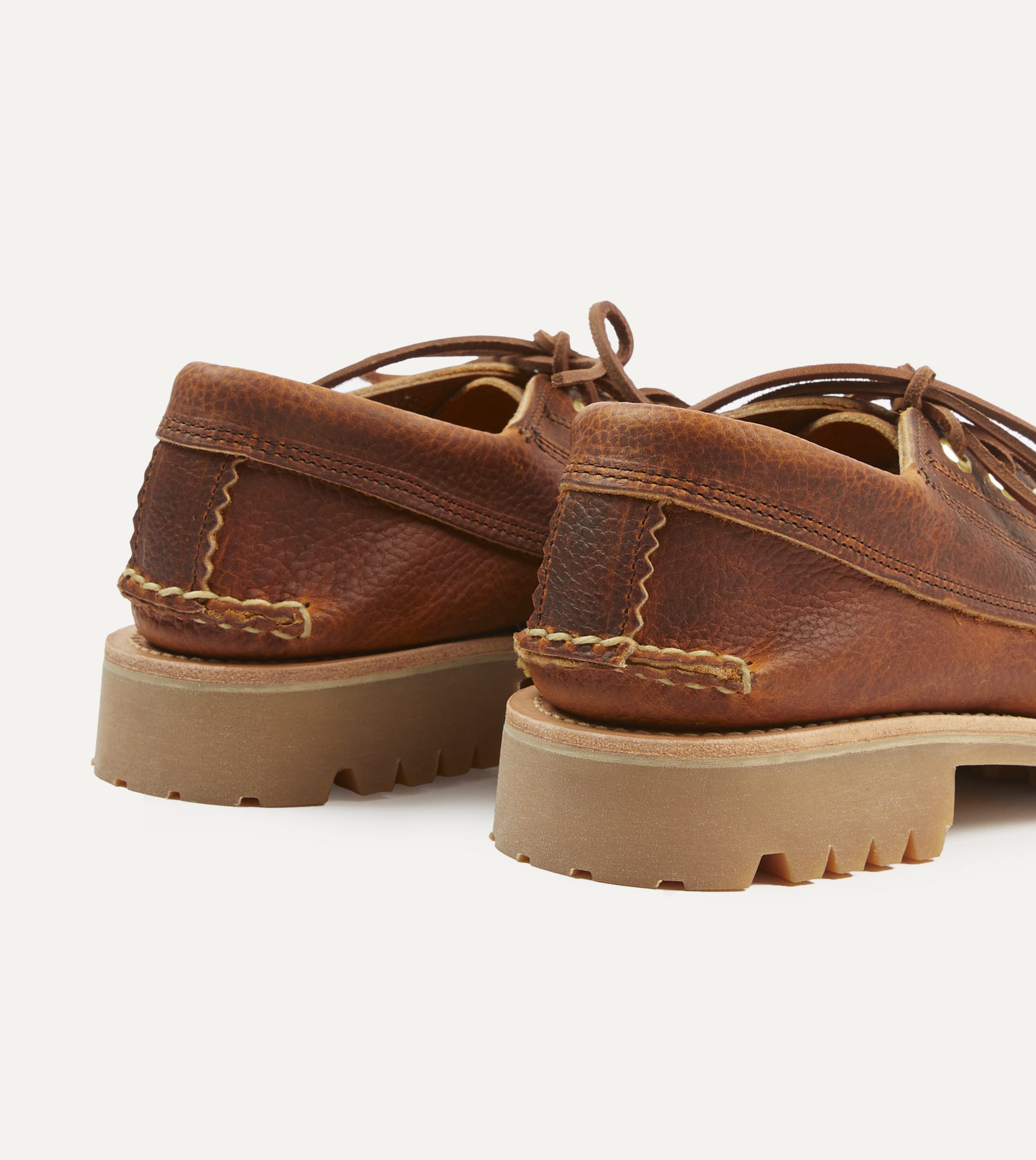 Yuketen Brown Leather Angler Moc Shoe - Image 5