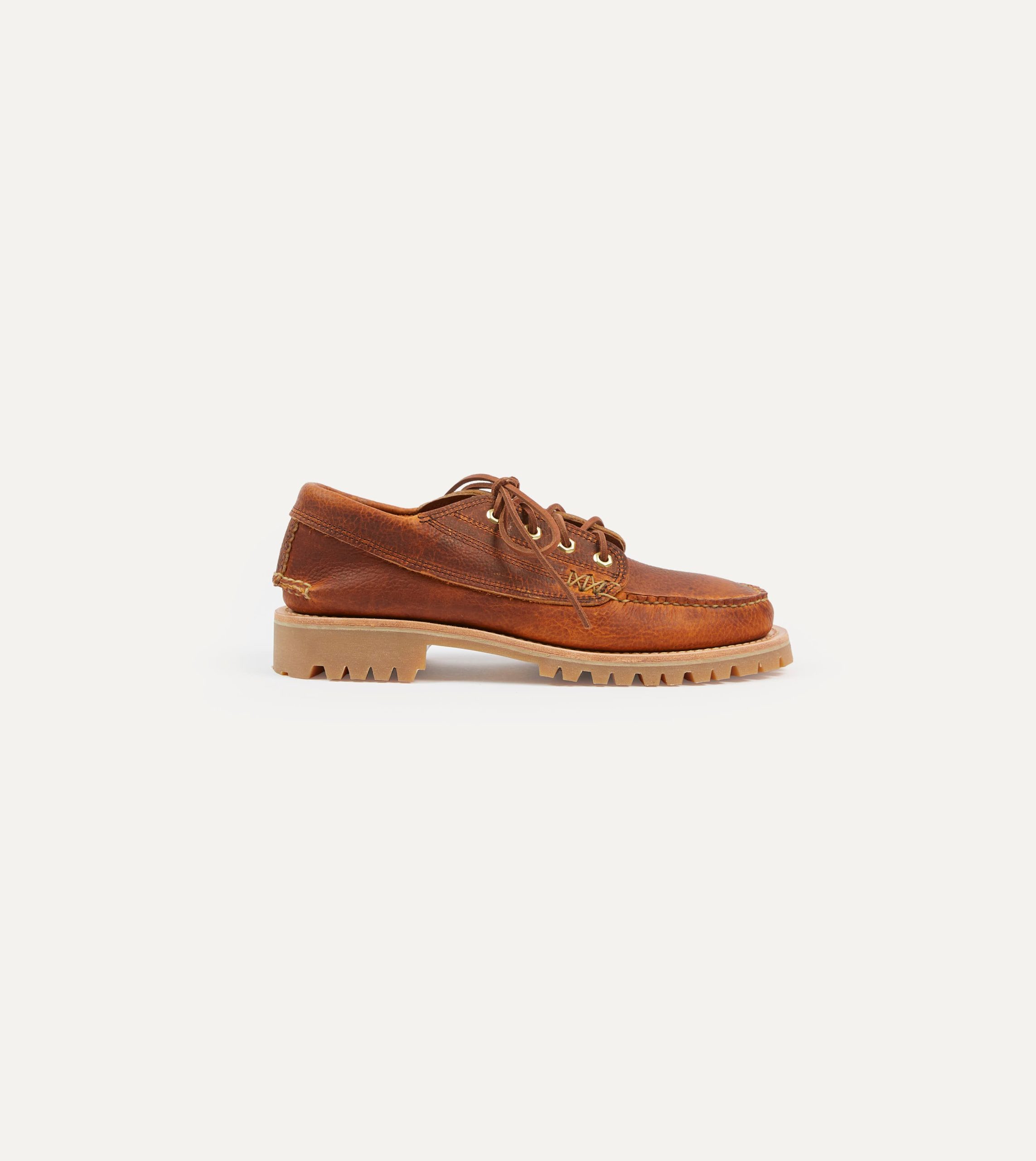 Yuketen Brown Leather Angler Moc Shoe - Image 6