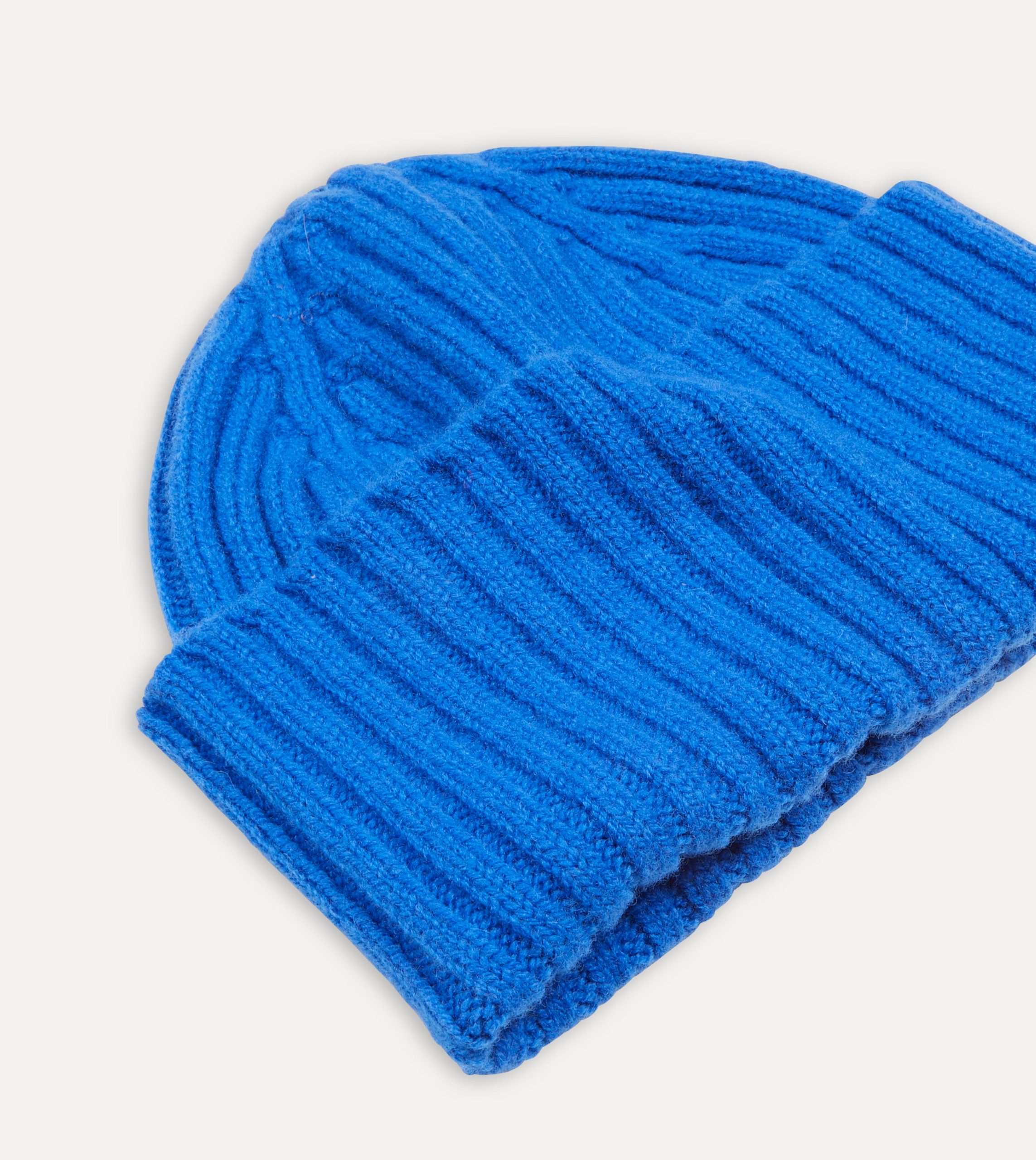 Blue Lambswool Ribbed Knit Cap - Image 3