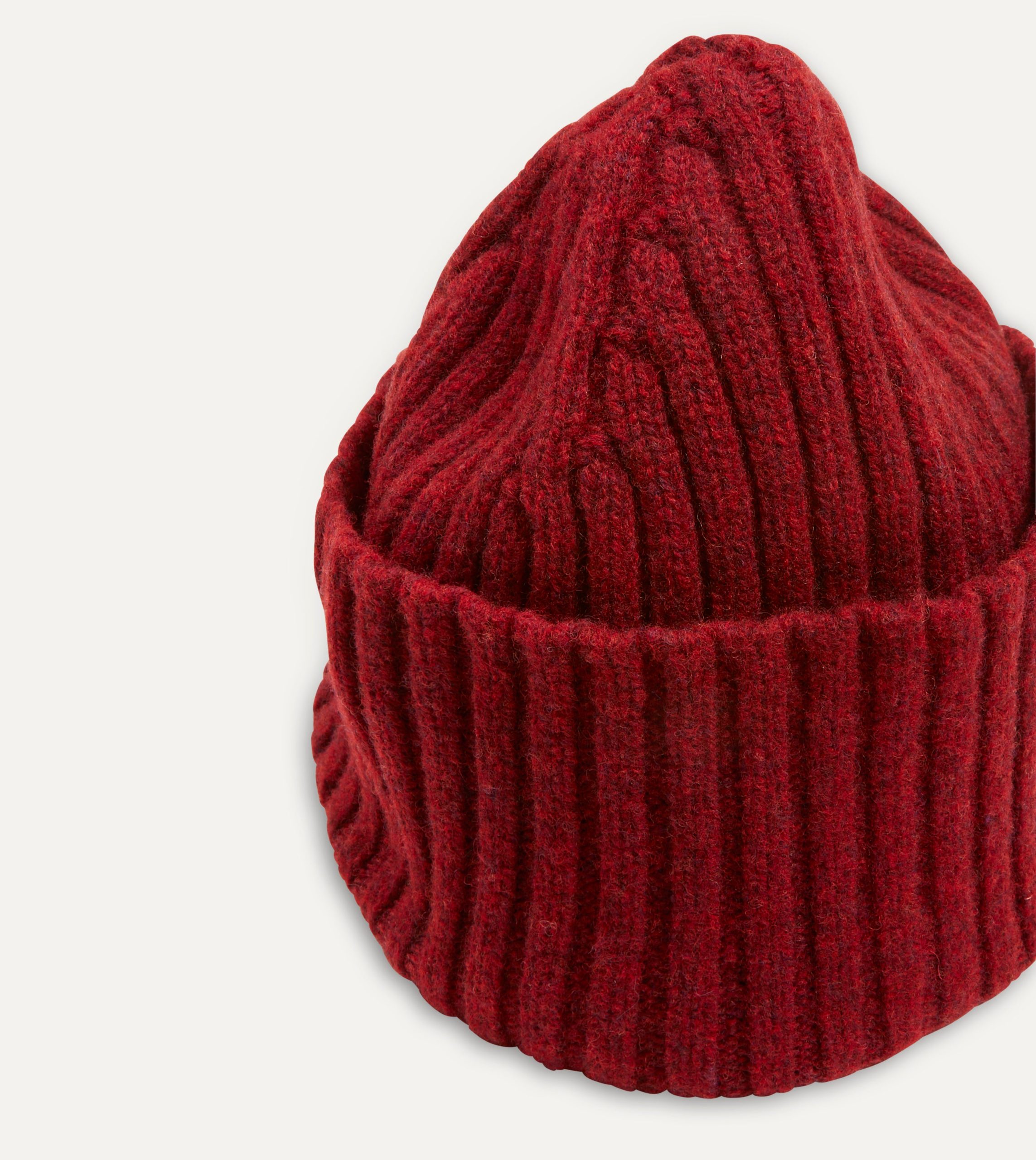 Red Lambswool Ribbed Knit Cap - Image 4