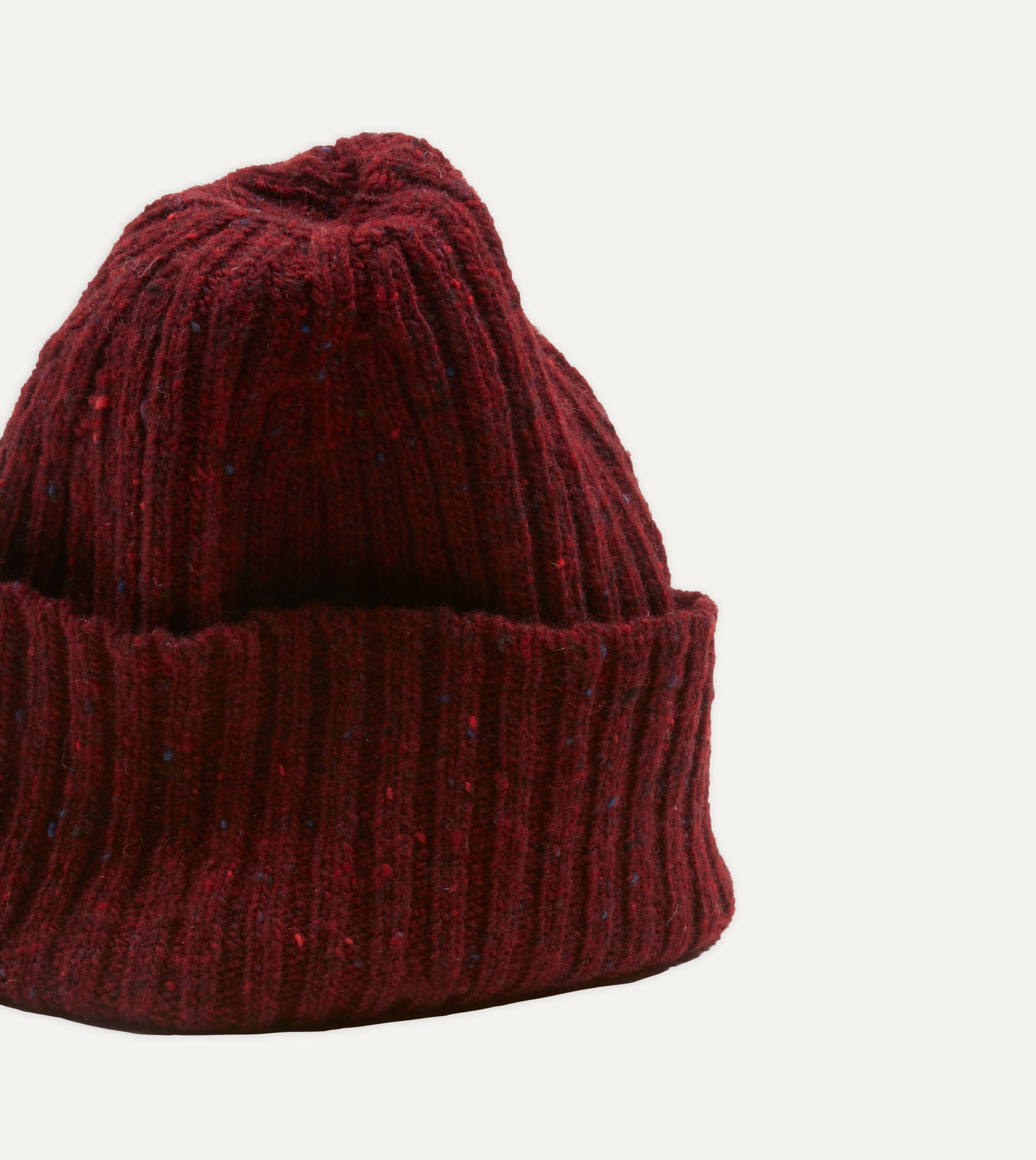 Red Donegal Ribbed Merino Knit Cap - Image 4