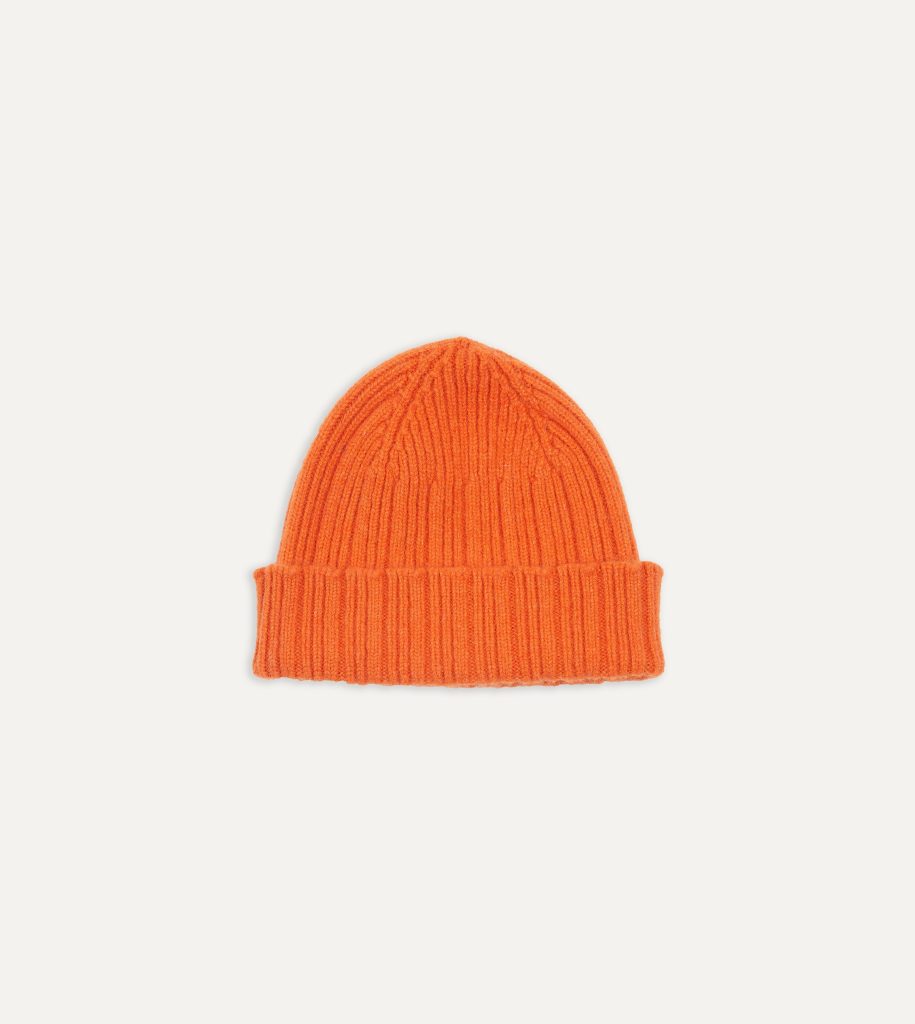 Orange Geelongora Ribbed Knit Cap