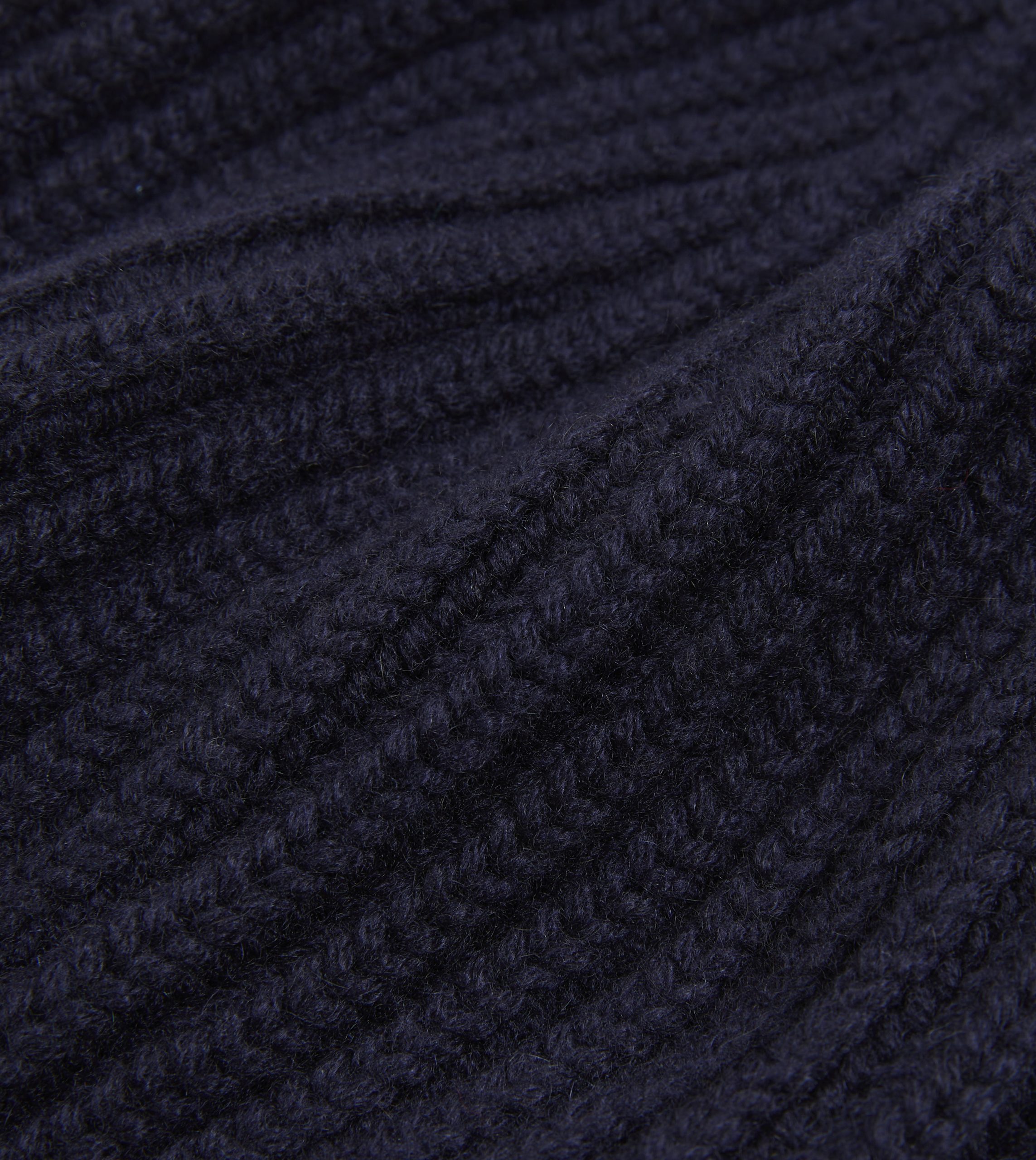 Navy Cashmere Ribbed Knit Cap - Image 2