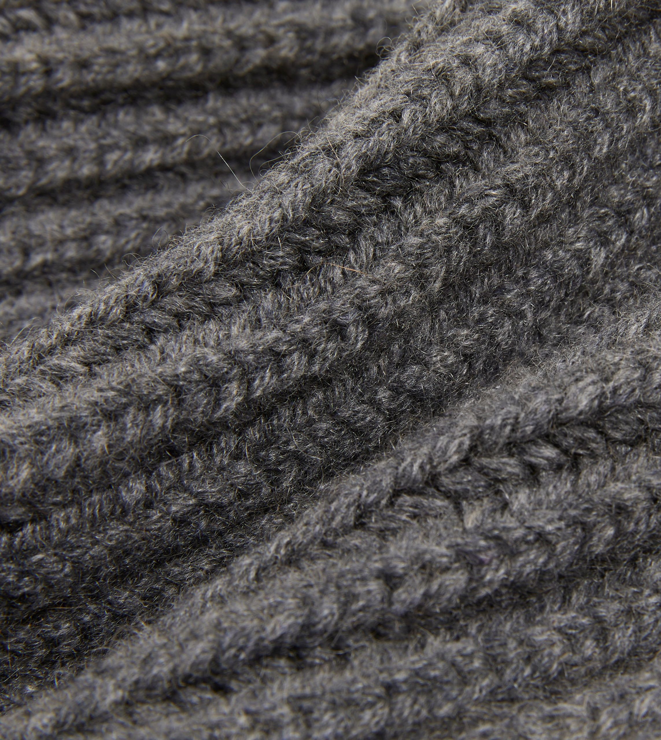 Charcoal Cashmere Ribbed Knit Cap - Image 2