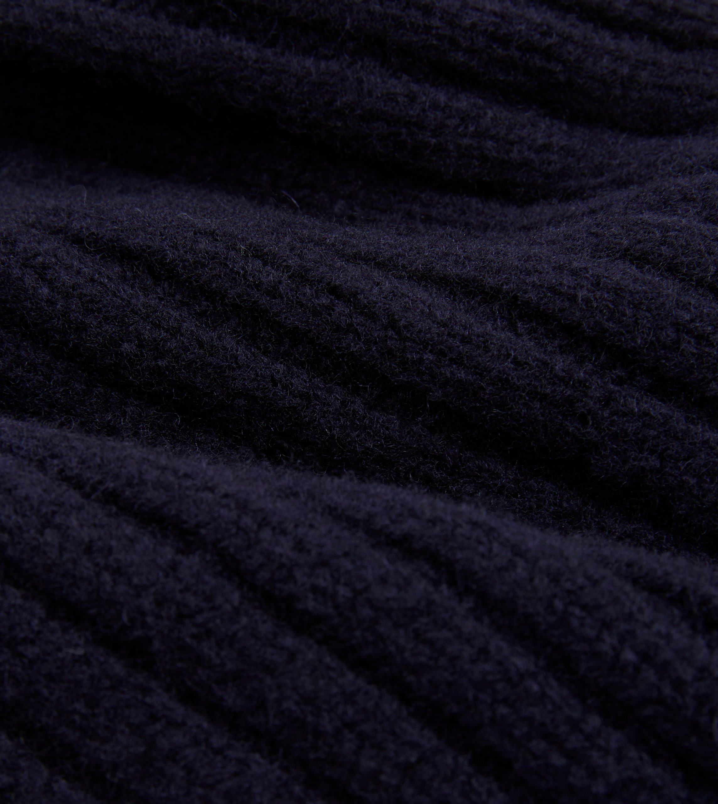 Navy Lambswool Ribbed Knit Cap - Image 2