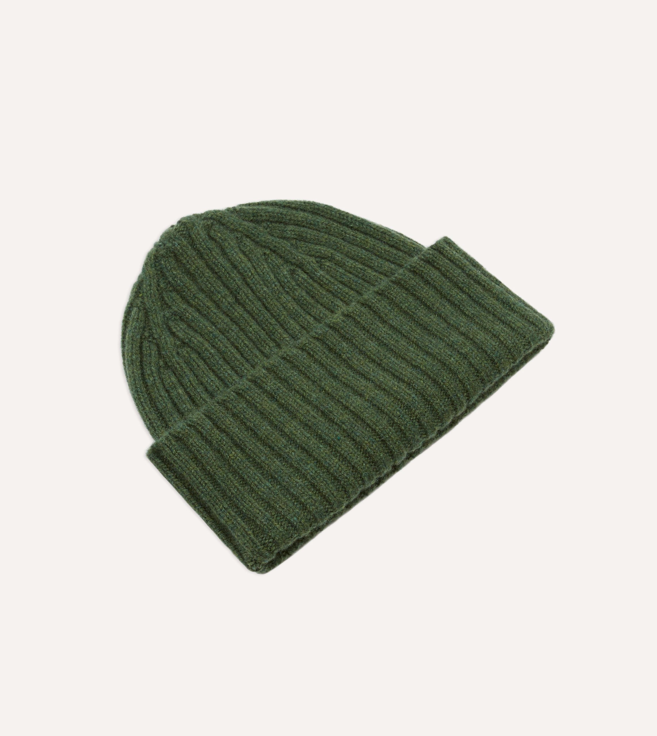 Green Lambswool Ribbed Knit Cap - Image 4