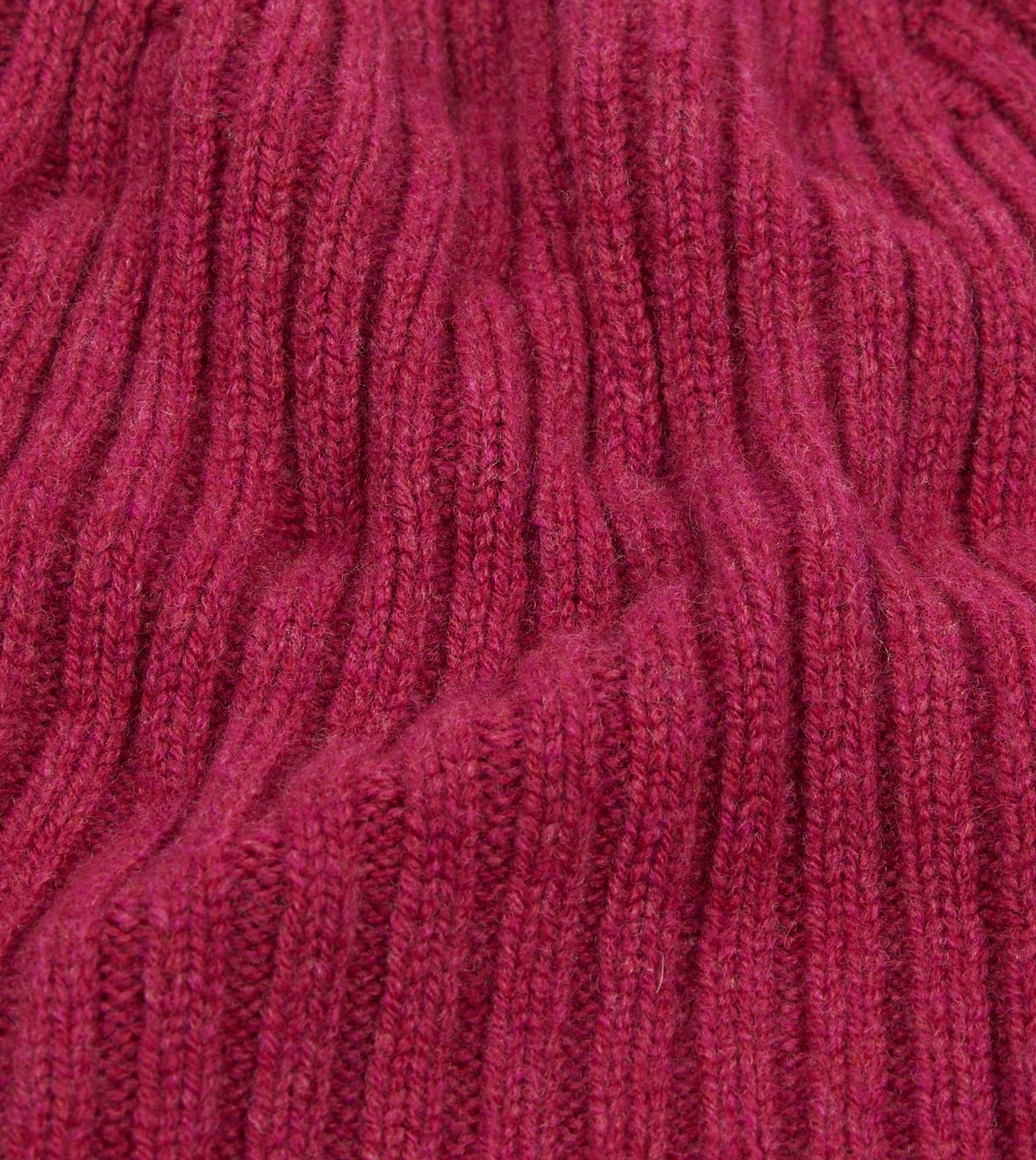 Fuchsia Lambswool Ribbed Knit Cap - Image 2
