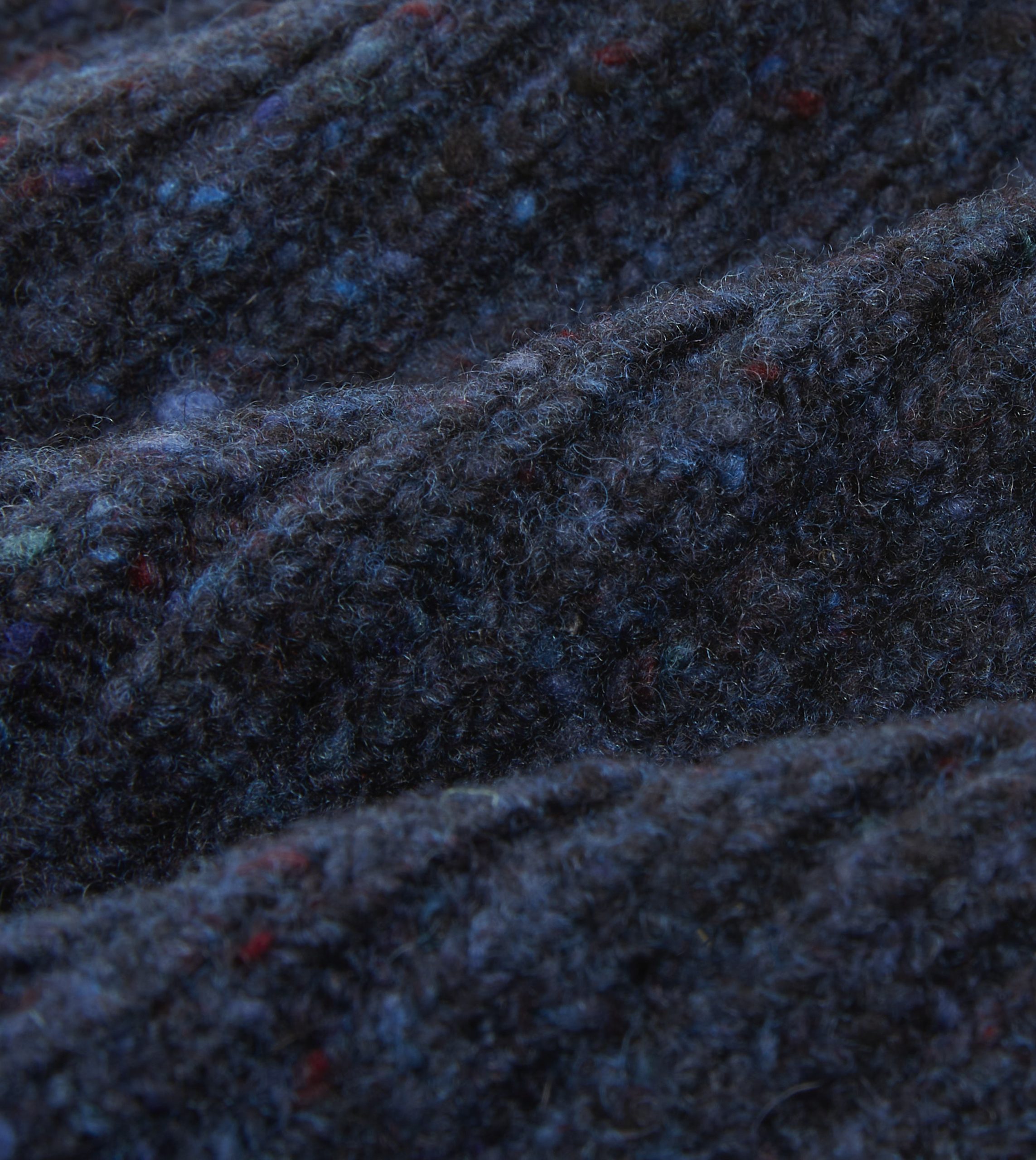 Navy Ribbed Merino Donegal Knit Cap - Image 2