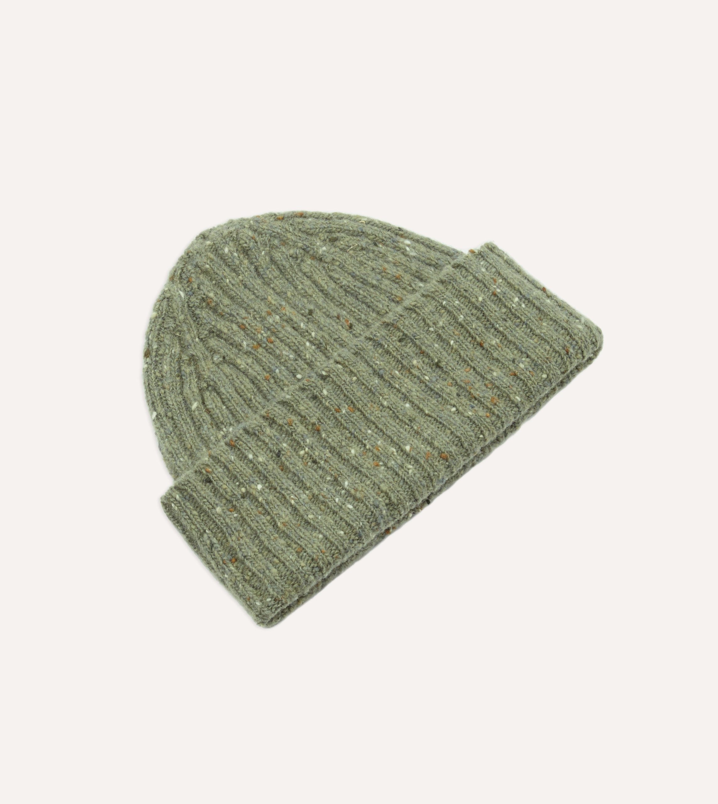 Light Green Donegal Ribbed Merino Knit Cap - Image 4