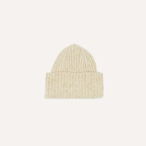 Oatmeal Donegal Ribbed Merino Knit Cap