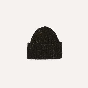 Dark Brown Donegal Ribbed Merino Knit Cap
