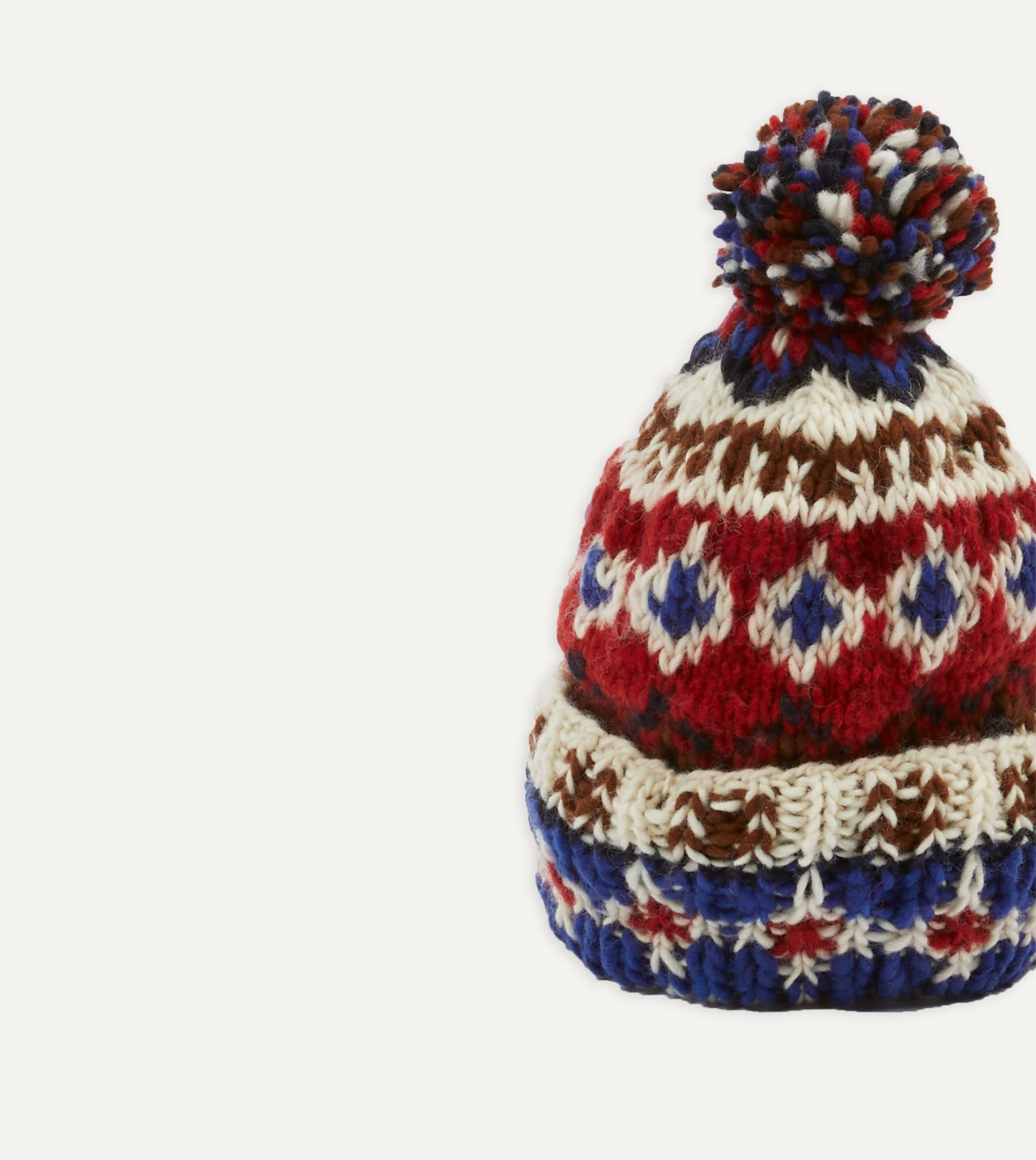 Chamula for Drake's Ecru Fairisle Merino Knit Cap - Image 4