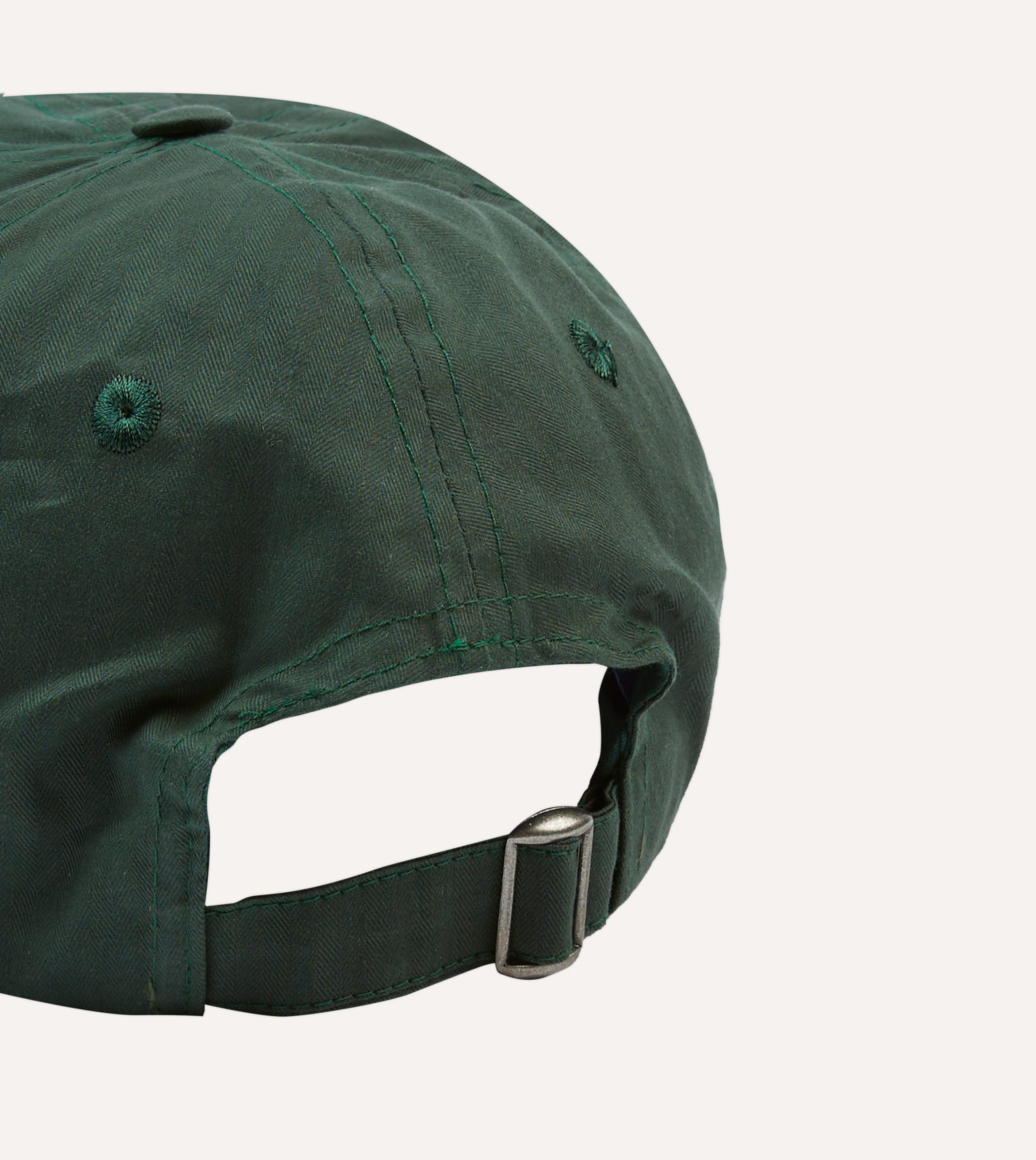 Green Chainstitch 'D' Waxed Herringbone Cotton Baseball Cap - Image 2