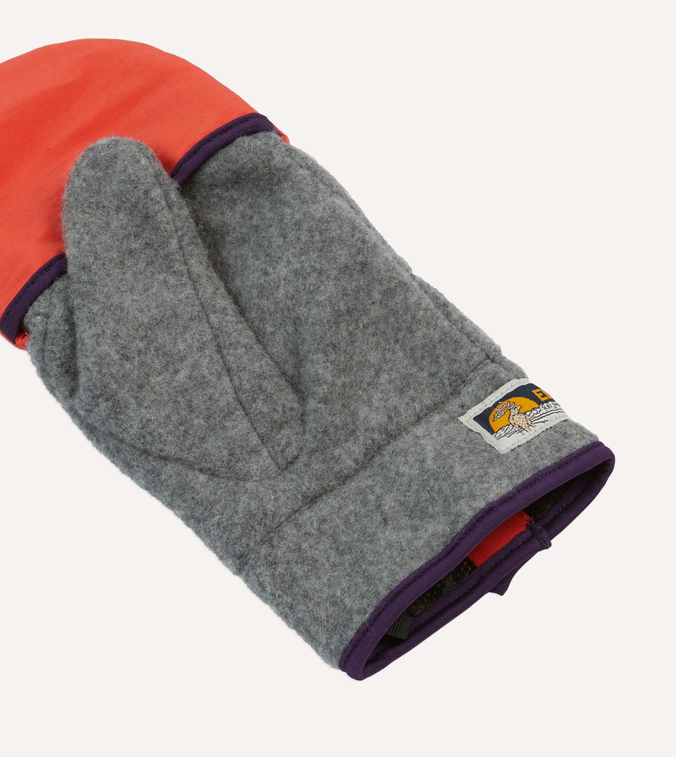 Elmer Grey and Orange Eco Cover Fleece Mitten - Image 2