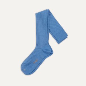 Sky Blue Wool Over-the-Calf Socks