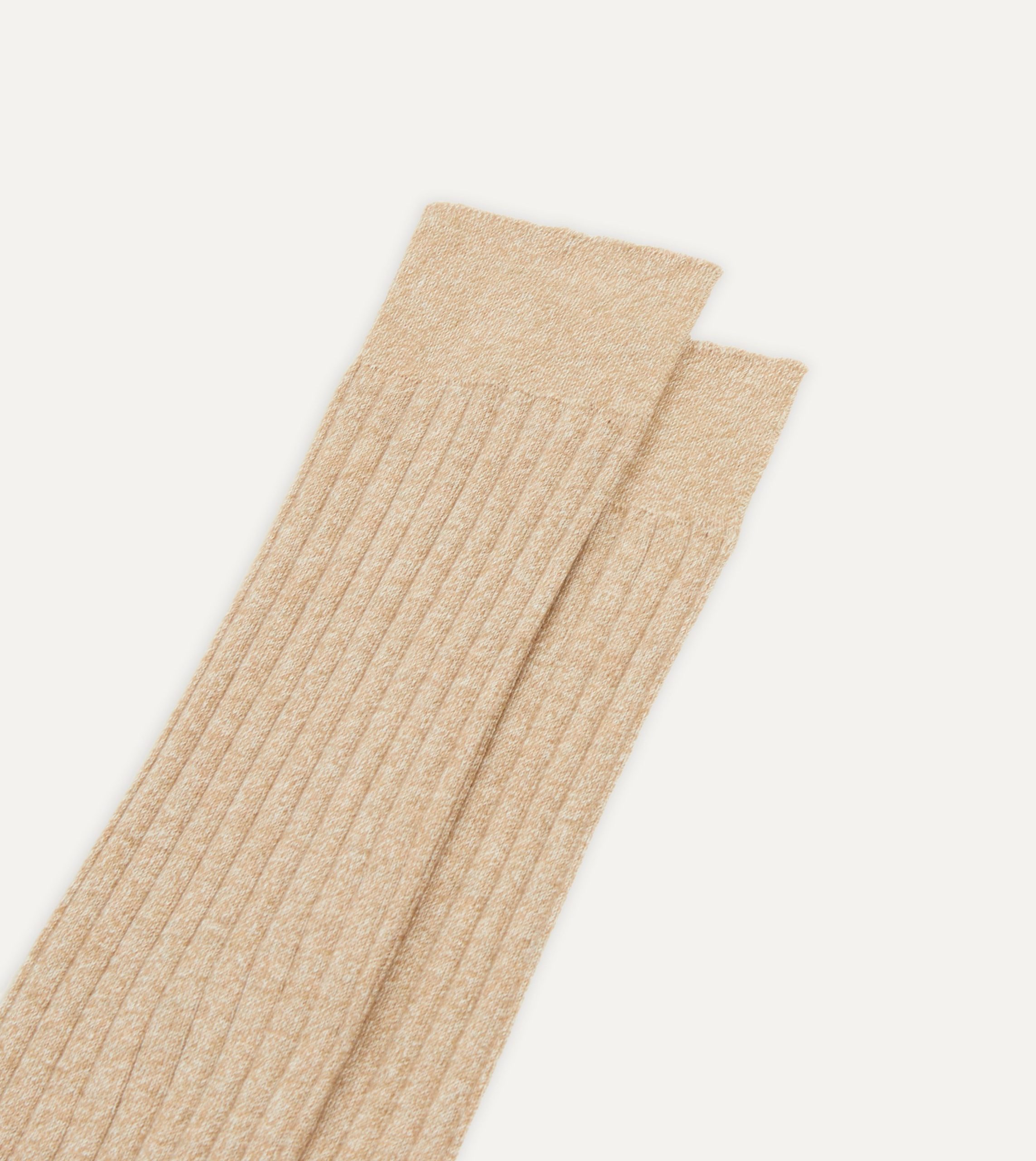 Oatmeal Cotton Over-the-Calf Socks - Image 3