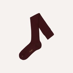 Burgundy Cotton Over-the-Calf Socks