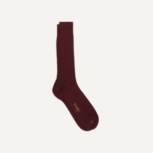 Burgundy Cotton Mid-Calf Socks